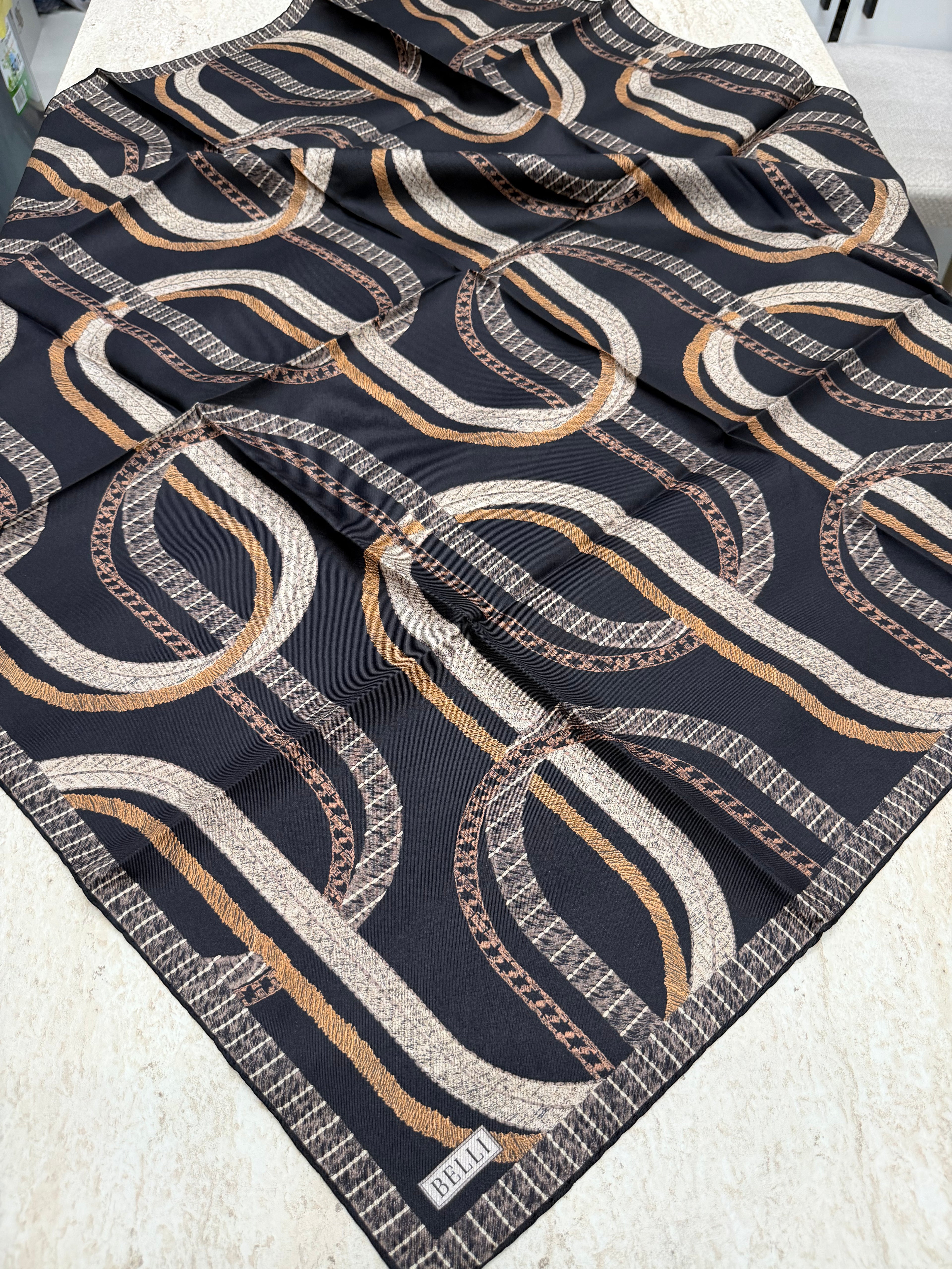 Belli '27 Kış Twill İpek Eşarp Siyah