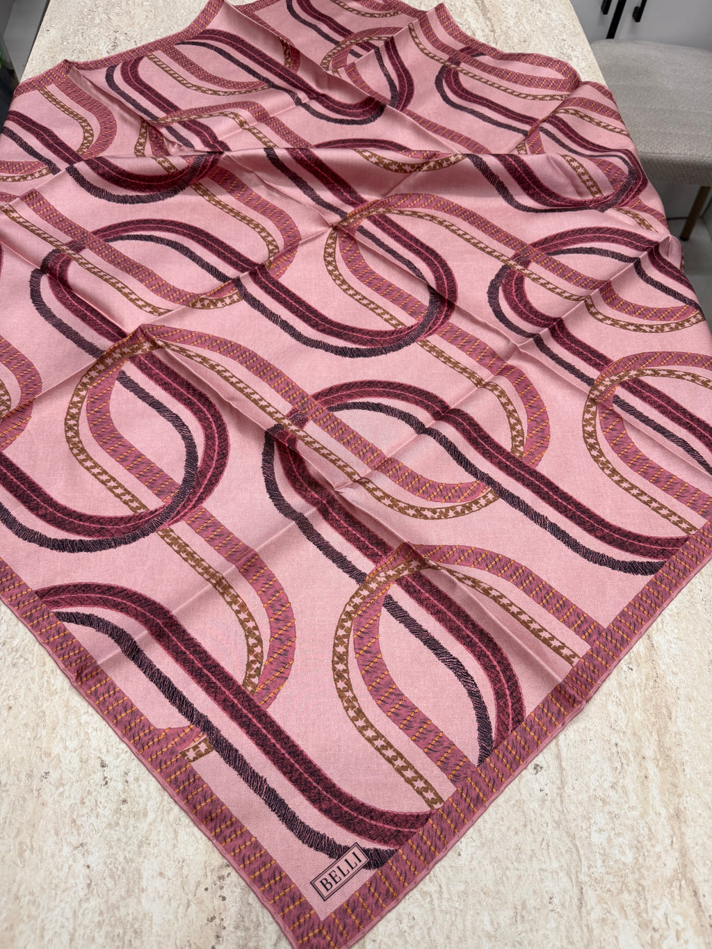 Belli '27 Kış Twill İpek Eşarp Pembe