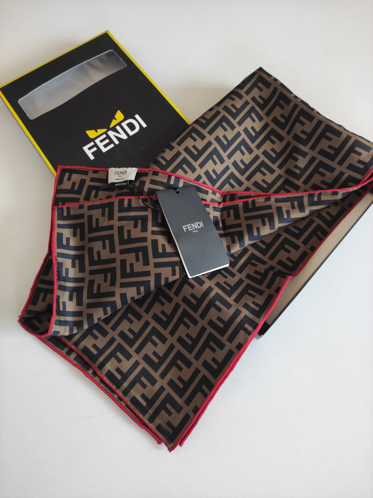 İthal Twill İpek Eşarp Acı Kahve Kırmızı