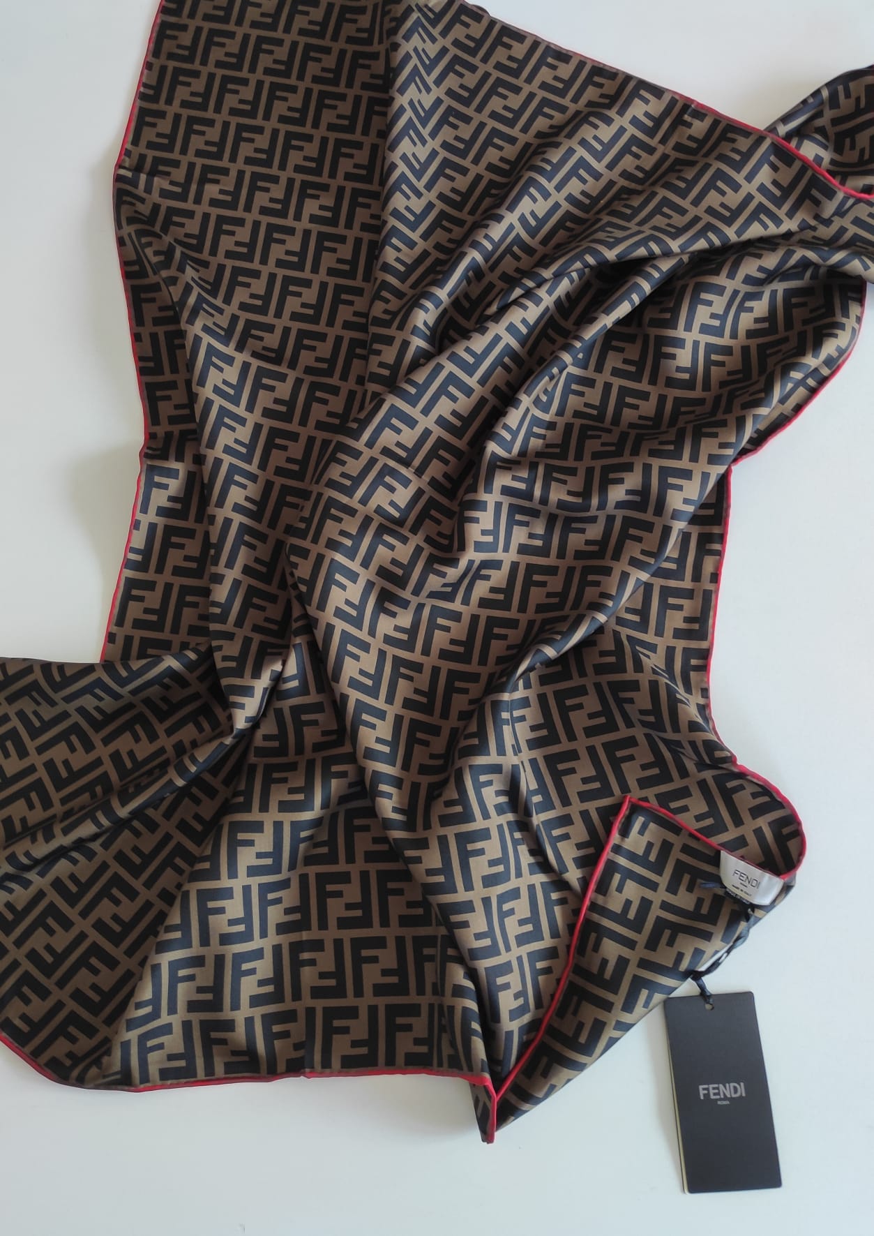 İthal Twill İpek Eşarp Acı Kahve Kırmızı