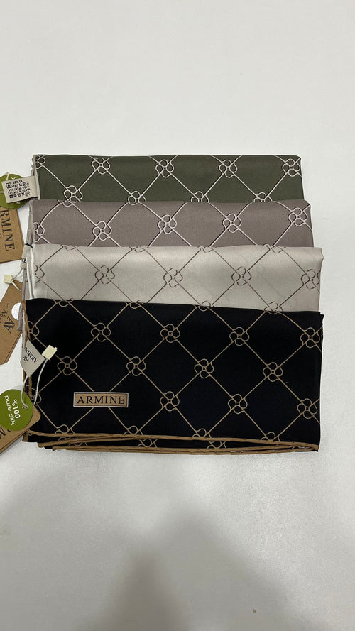 Armine Nostalji Twill İpek Eşarp Haki
