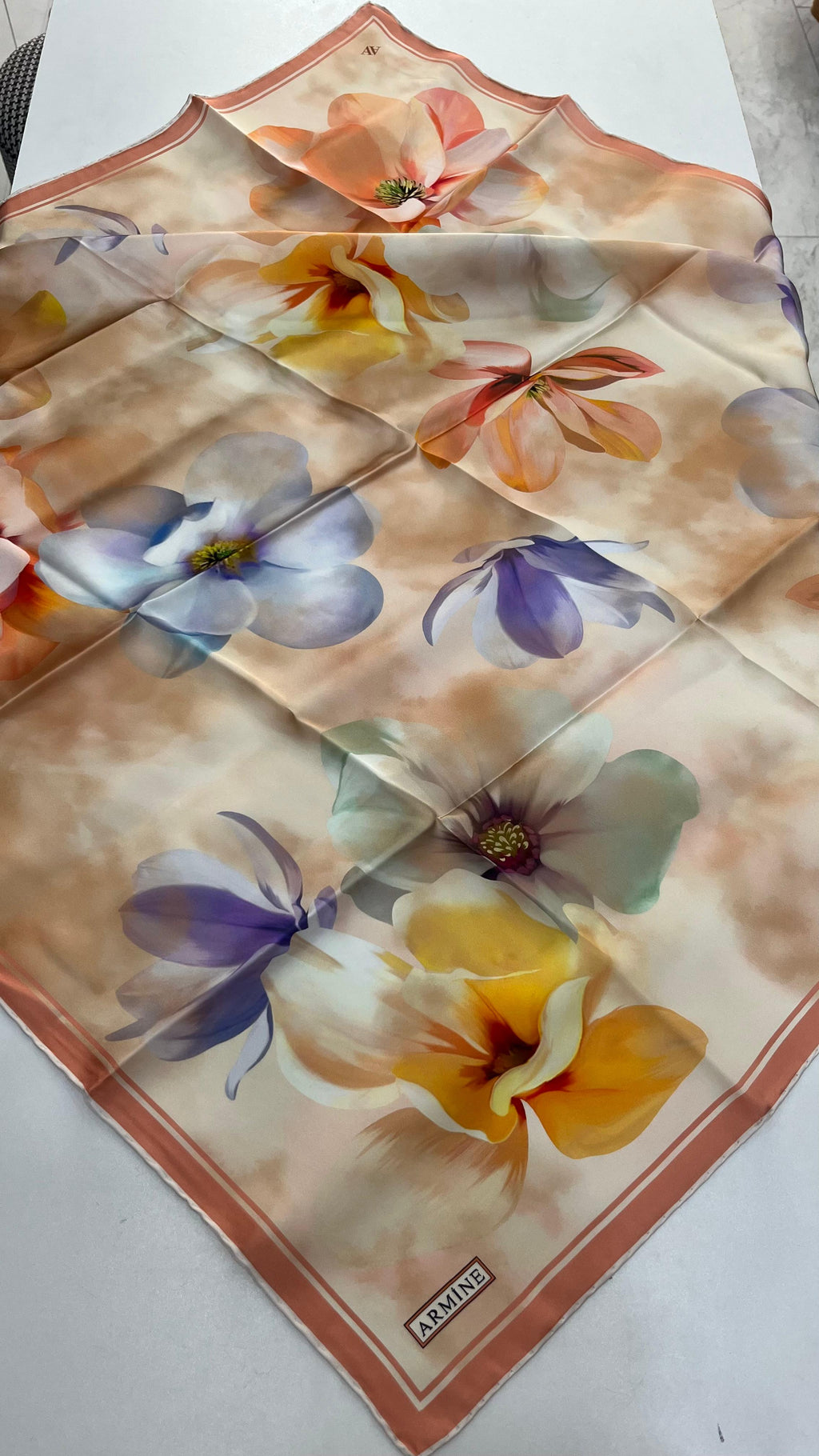 Armine'25 Yaz Sezonu Saf İpek Eşarp Kayısı