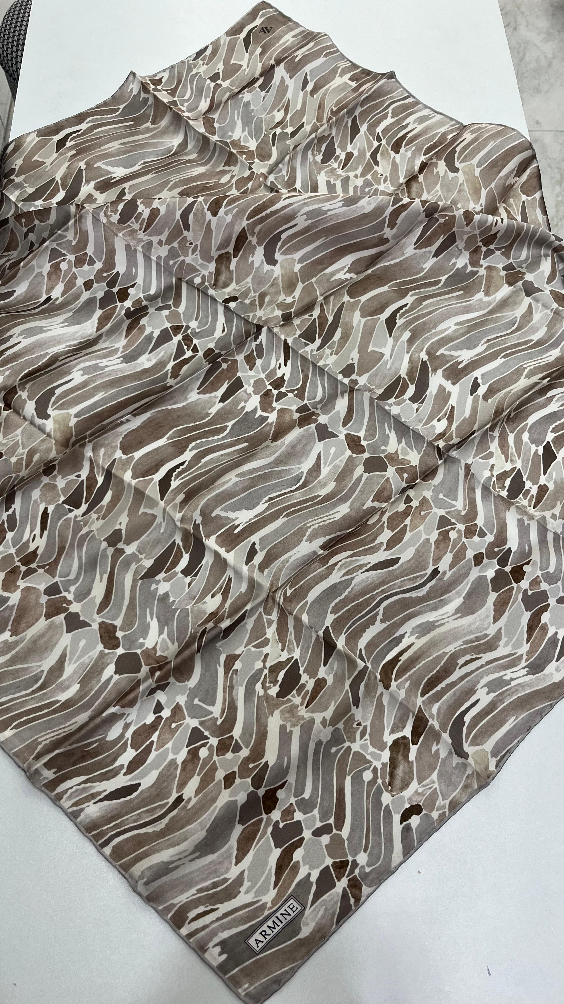 Armine'25 Yaz Sezonu Saf İpek Eşarp Kum Beji