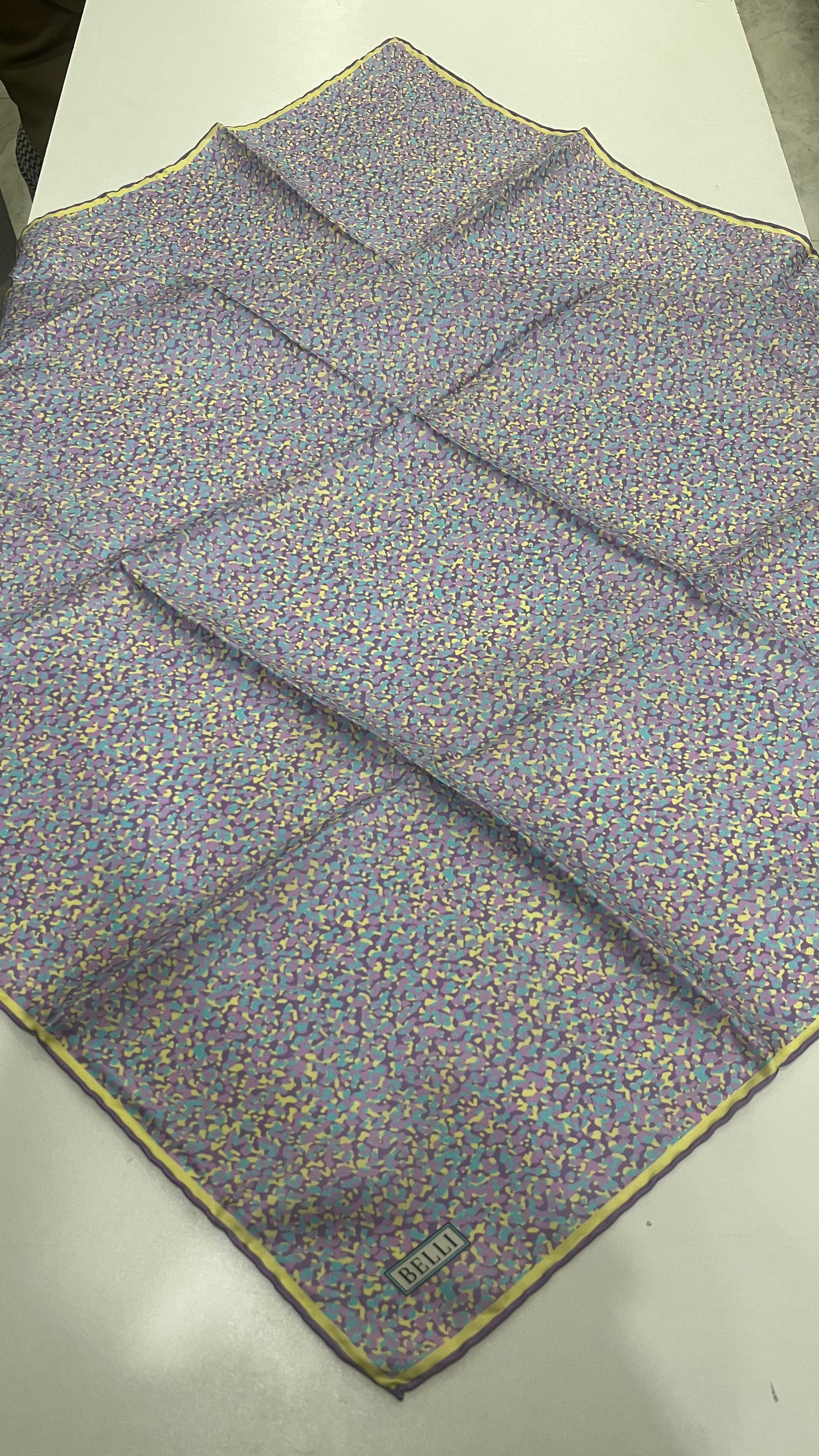 BELLI '25 Kış Sezonu Twill İpek Eşarp Sarı-Lila