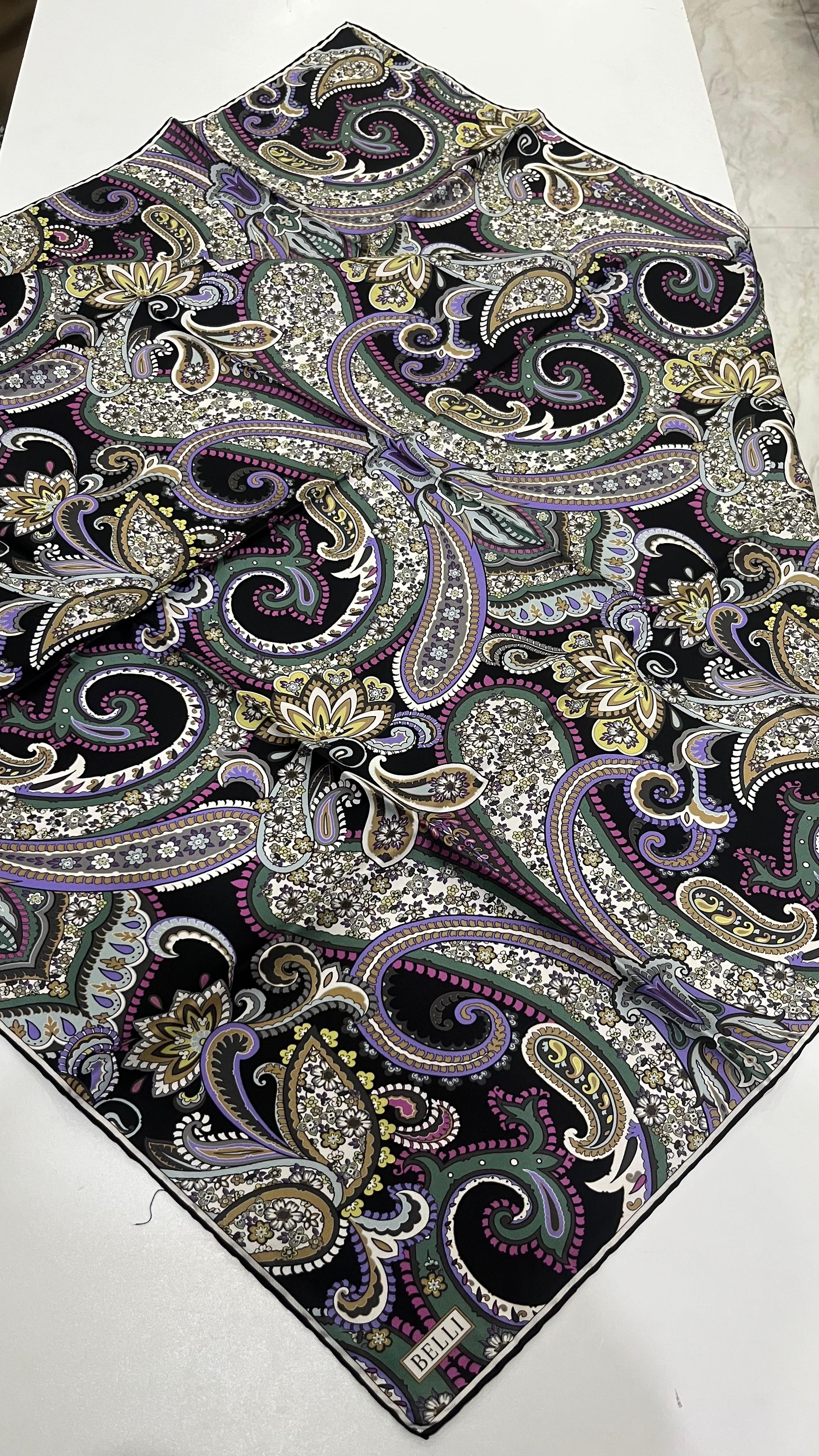 BELLI '25 Kış Sezonu Twill İpek Eşarp Siyah