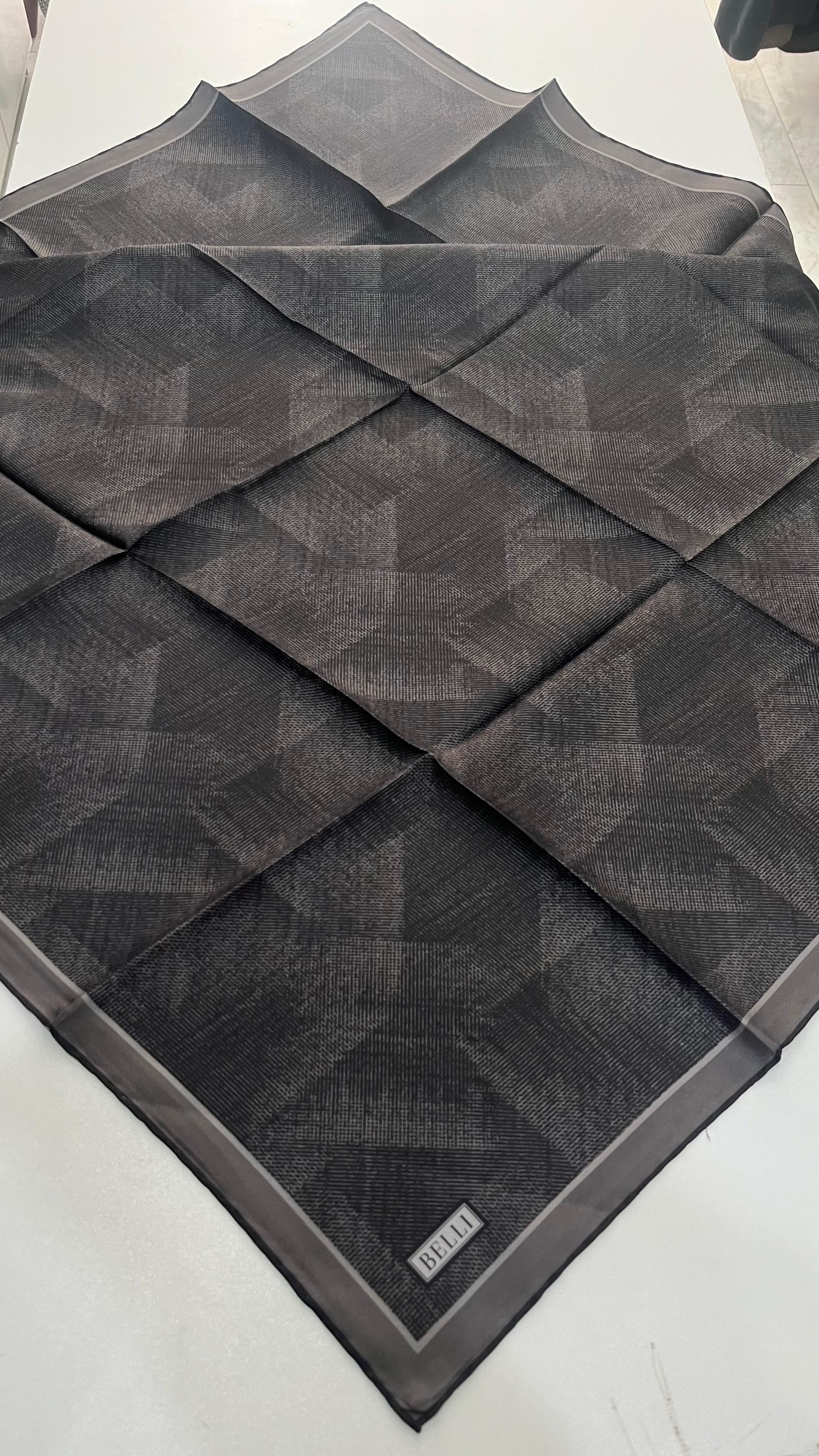 BELLI '25 Kış Sezonu Twill İpek Eşarp Siyah-Antrasit