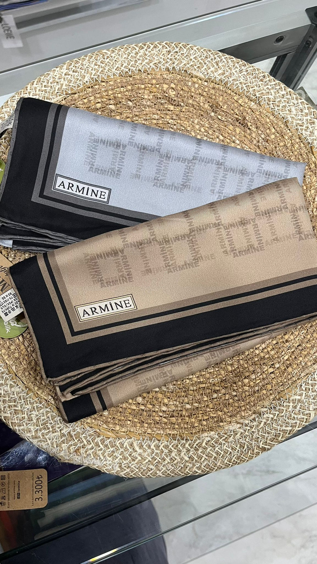 Armine Nostalji Twill İpek Eşarp Gümüş