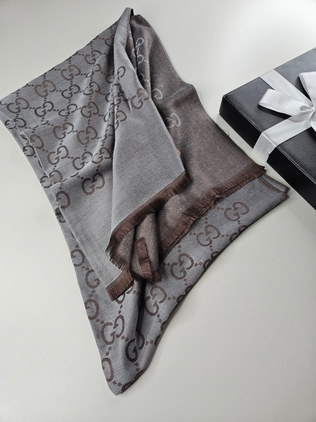 İthal Yün Pamuk Şal G Desen Çikolata Kahve
