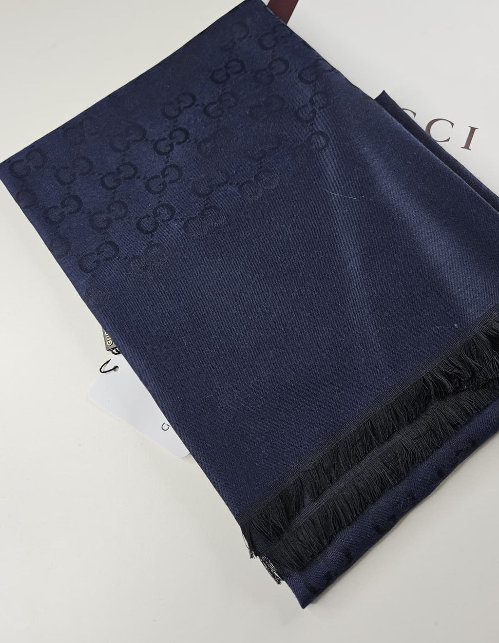 İthal Yün Pamuk Şal G Desen Lacivert-Siyah