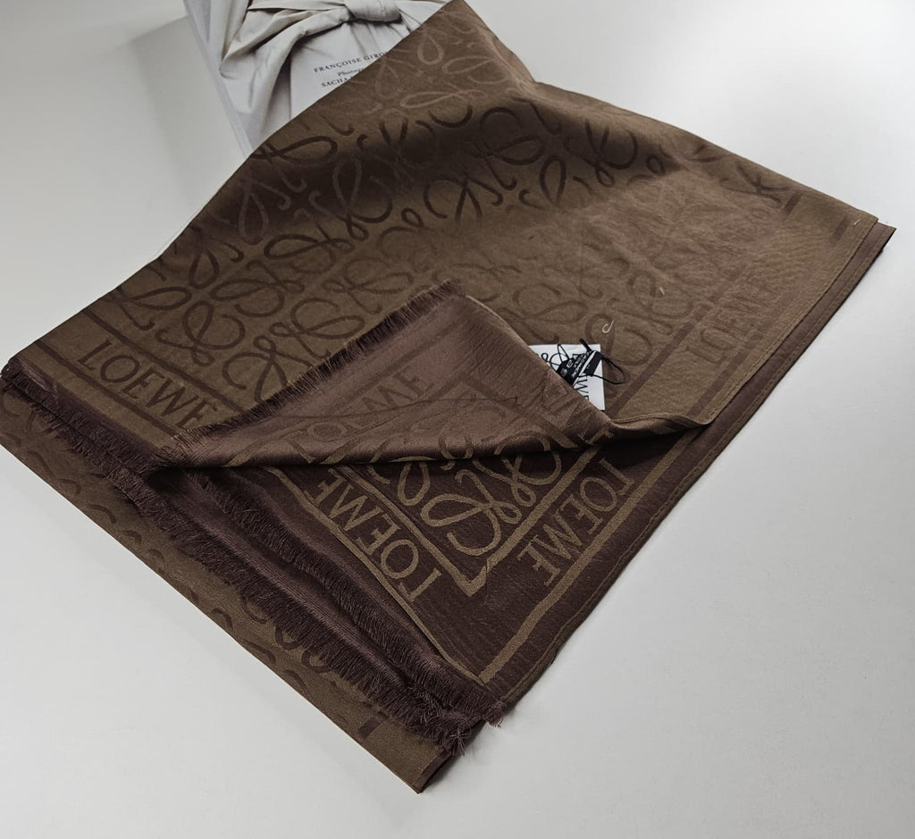 İthal Yün Pamuk Şal Lowe Desen Sütlü Kahve