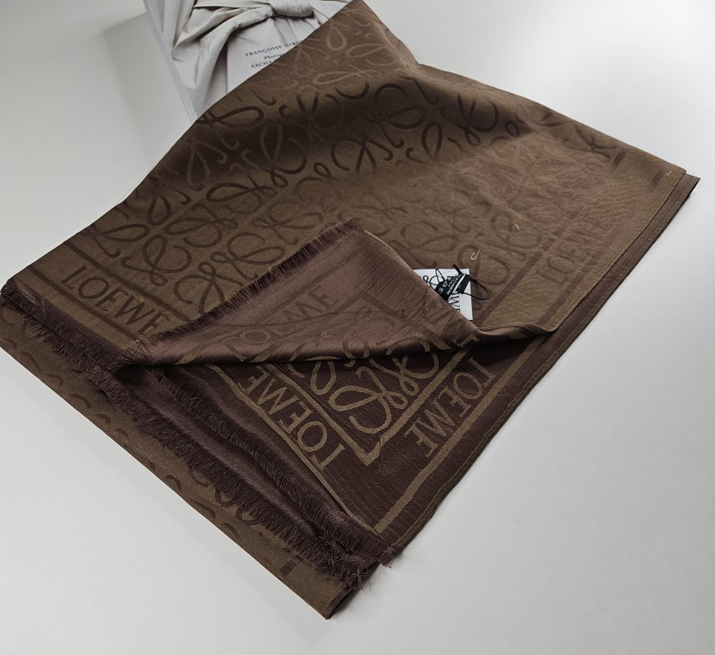 İthal Yün Pamuk Şal Lowe Desen Sütlü Kahve