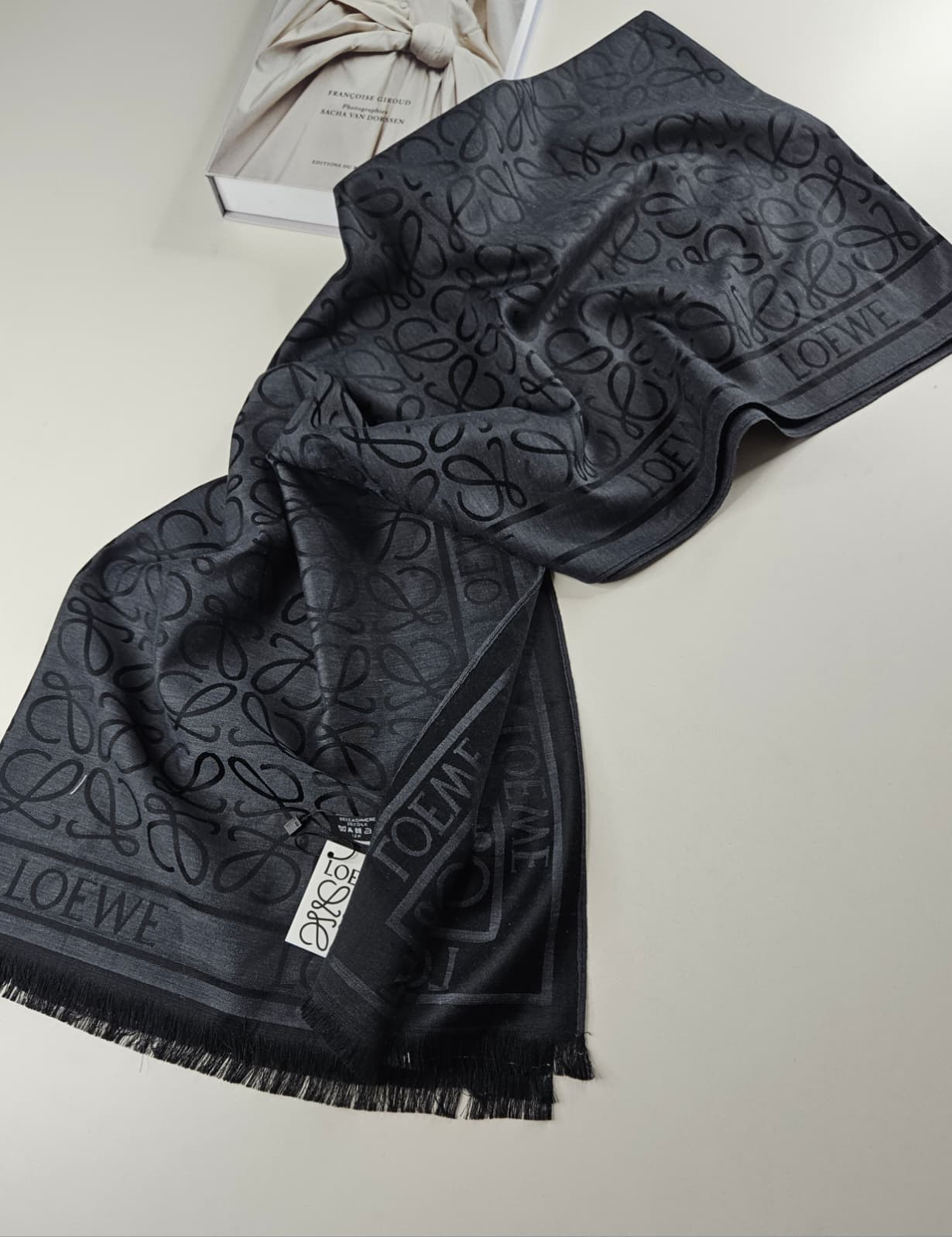 İthal Yün Pamuk Şal Lowe Desen Füme