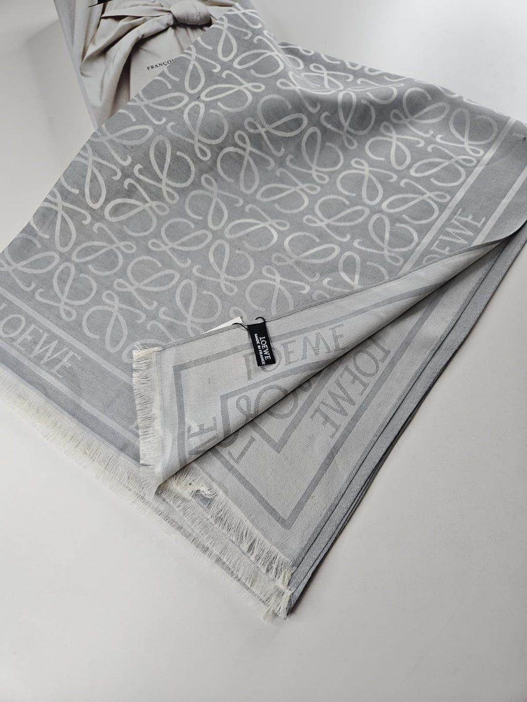 İthal Yün Pamuk Şal Lowe Desen Gümüş
