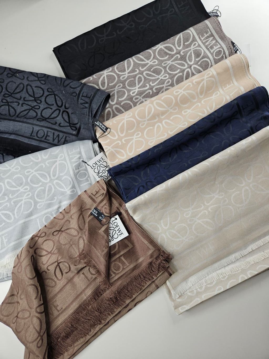 İthal Yün Pamuk Şal Lowe Desen Gümüş