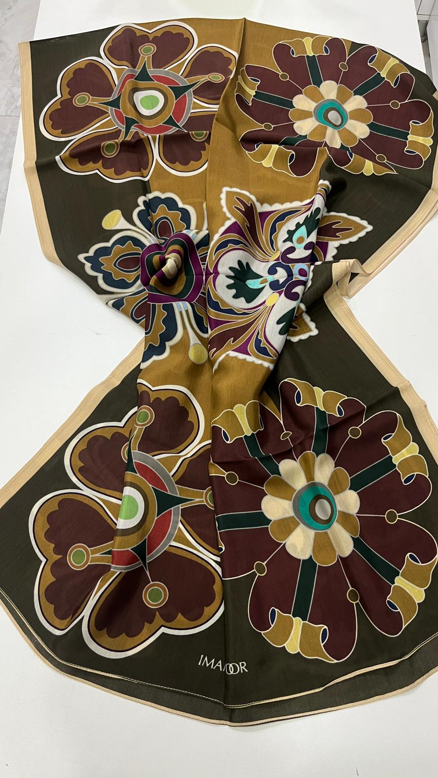 Nilüfer Haki Floş Viskon Şal