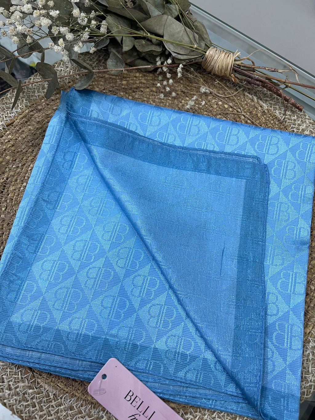 Monogram Eşarp Kot Mavi