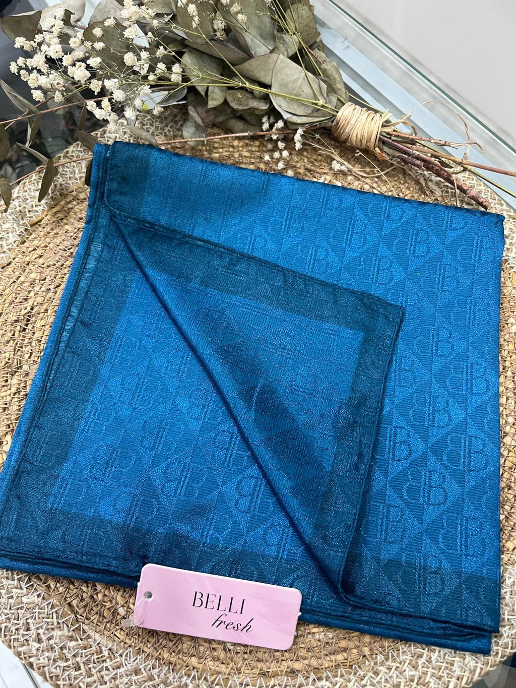 Monogram Eşarp Petrol Mavi