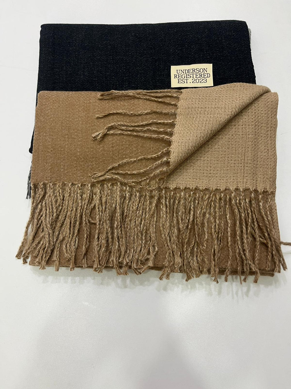 Cashmere Yün Omuz Şalı Koyu Gri-Gümüş
