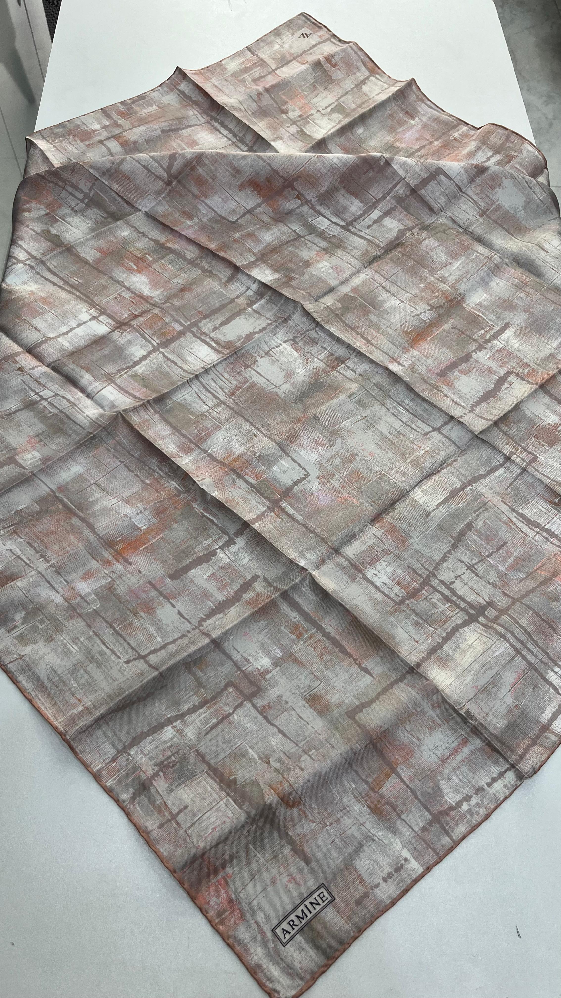 Armine 2025 Yaz sezonu Twill İpek Eşarp Somon-Gri