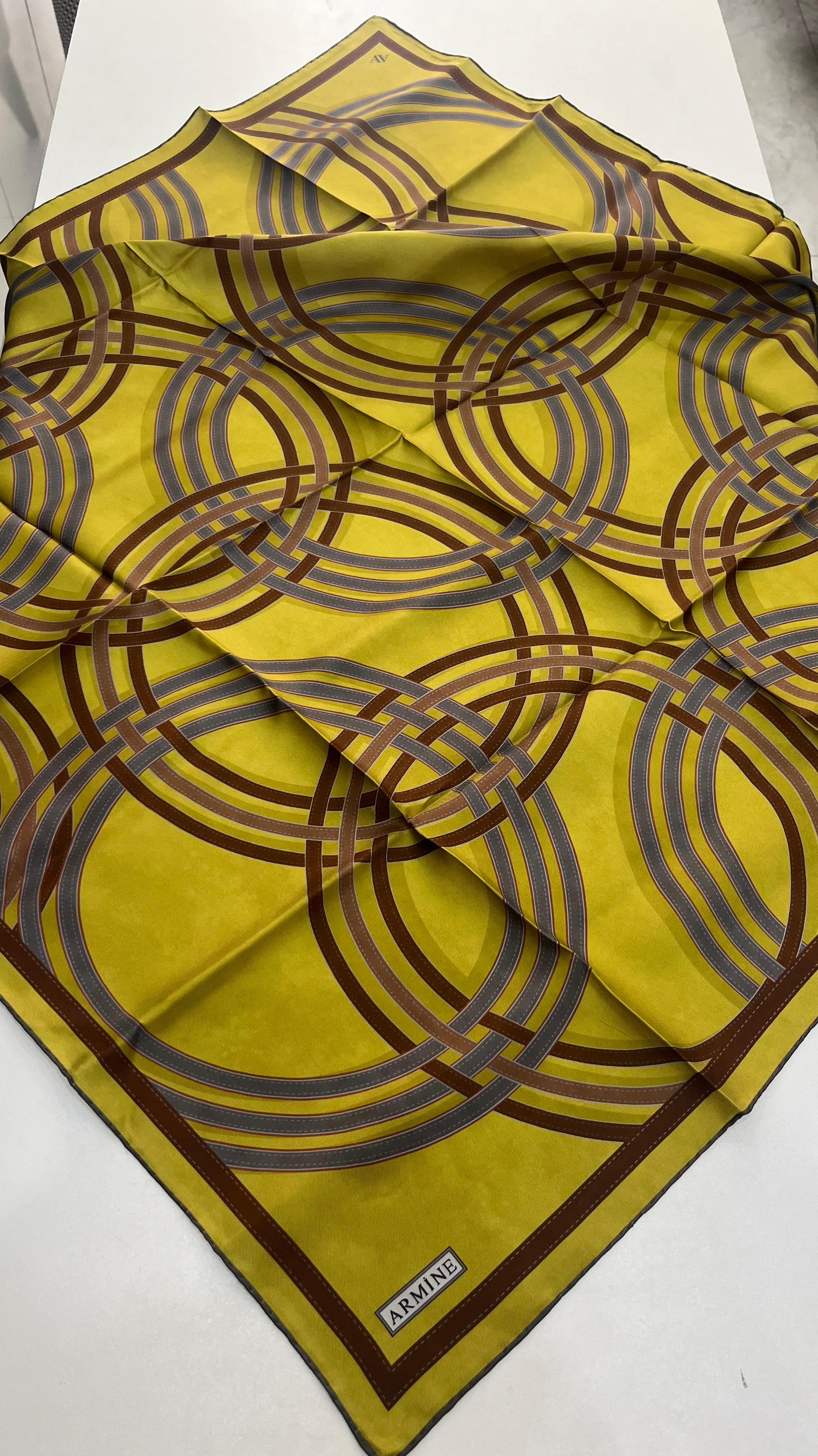 Armine 2025 Yaz Sezonu Twill İpek Eşarp Asit Sarısı
