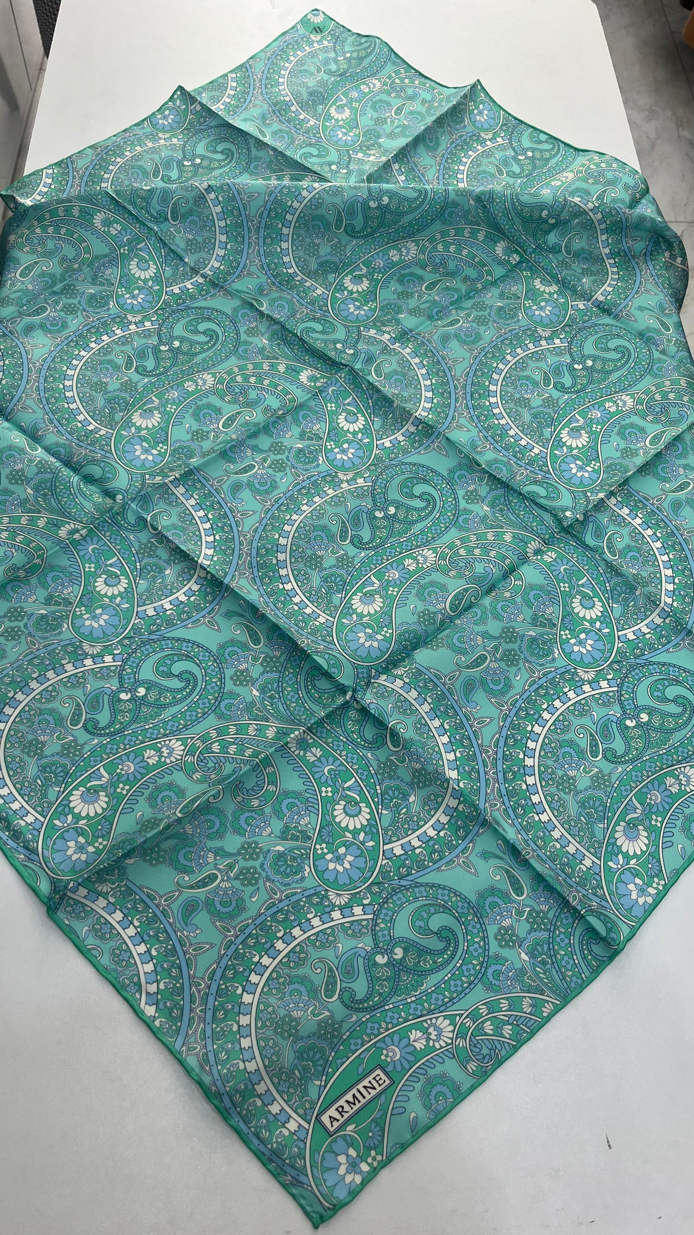 Armine 2025 Yaz sezonu Twill İpek Eşarp Etro Mint