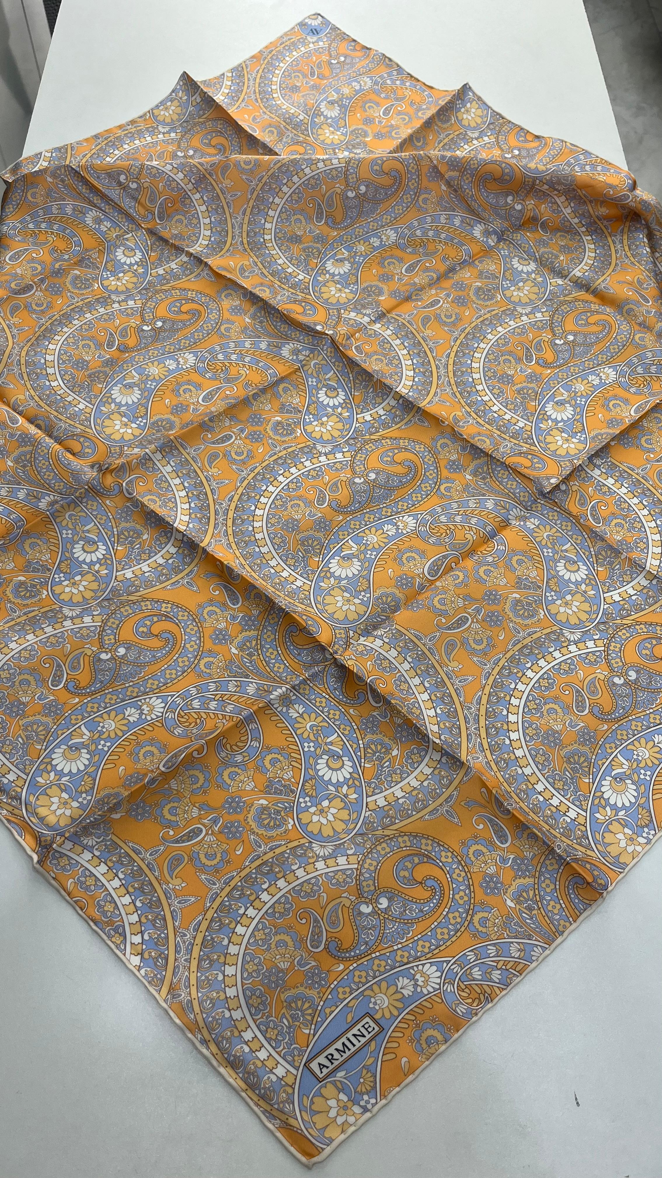 Armine 2025 Yaz sezonu Twill İpek Eşarp Etro Turuncu