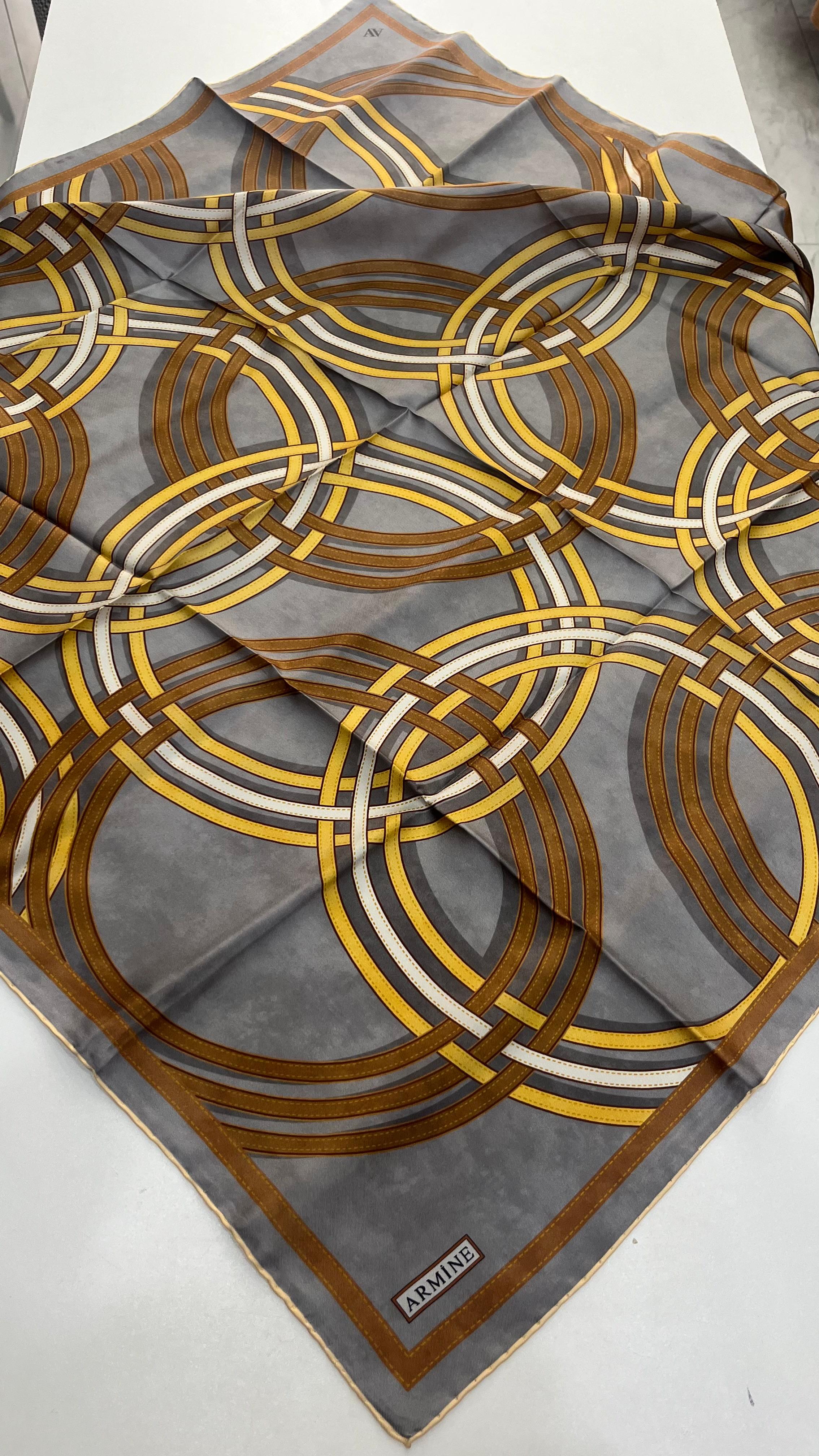Armine 2025 Yaz Sezonu Twill İpek Eşarp Koyu Gri