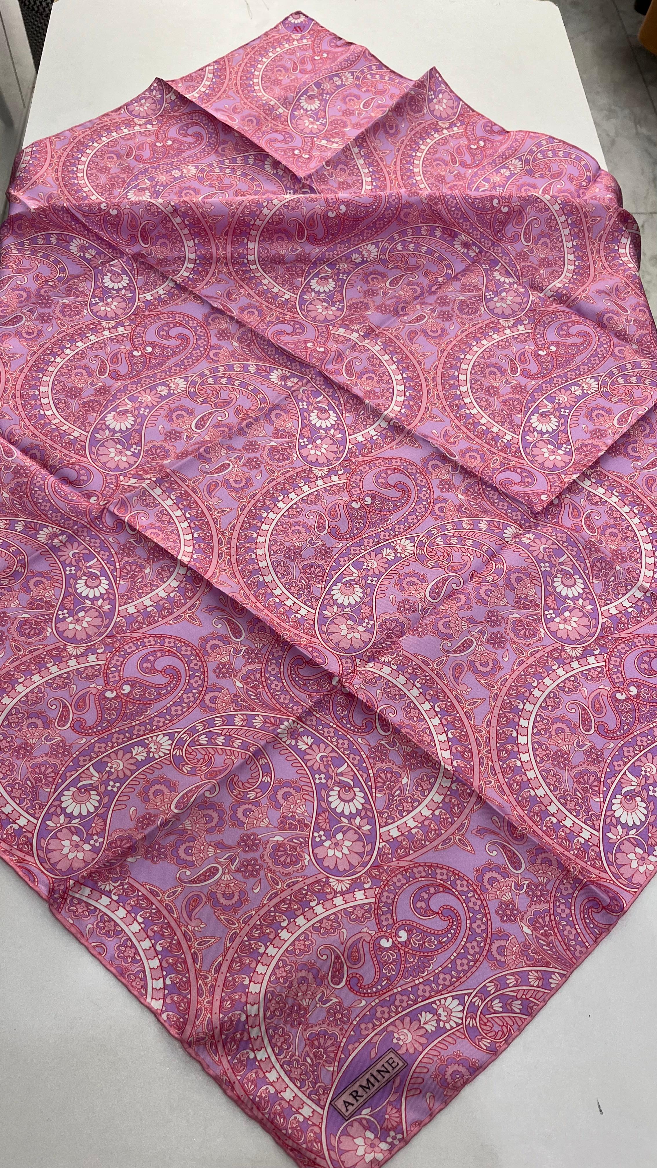 Armine 2025 Yaz sezonu Twill İpek Eşarp Etro Pembe