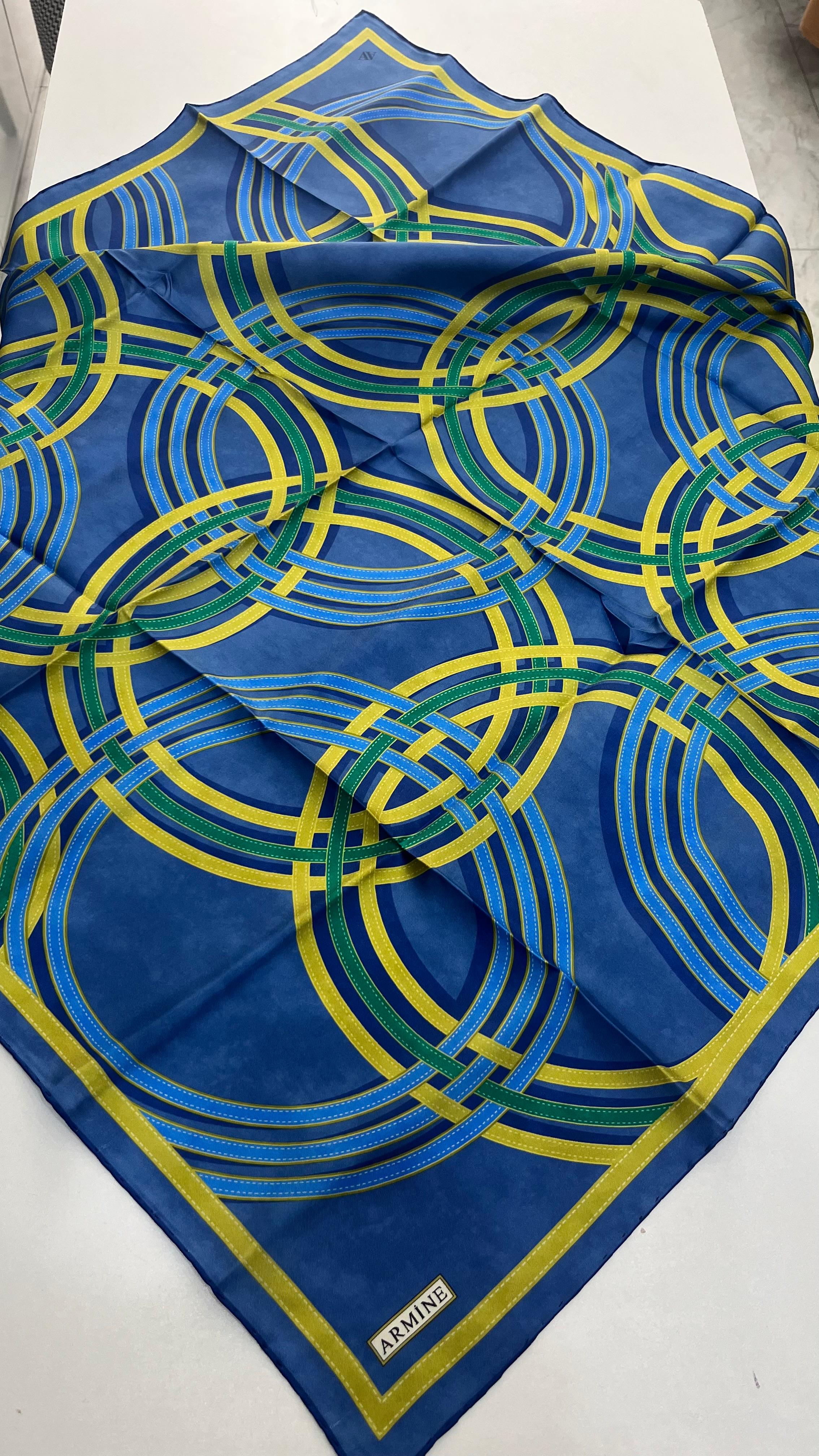 Armine 2025 Yaz Sezonu Twill İpek Eşarp Kot Mavi