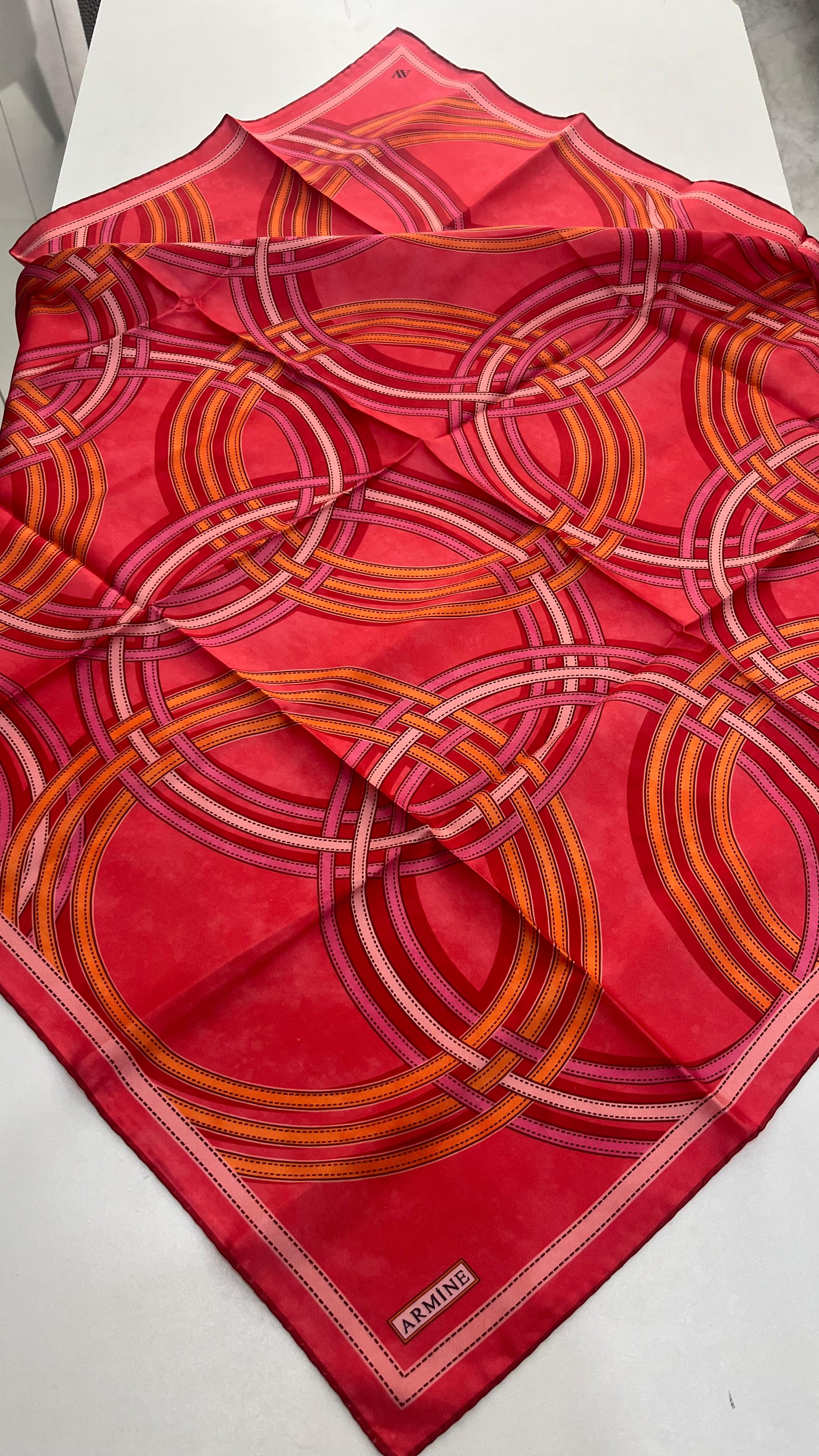 Armine 2025 Yaz Sezonu Twill İpek Eşarp Nar Çiçeği