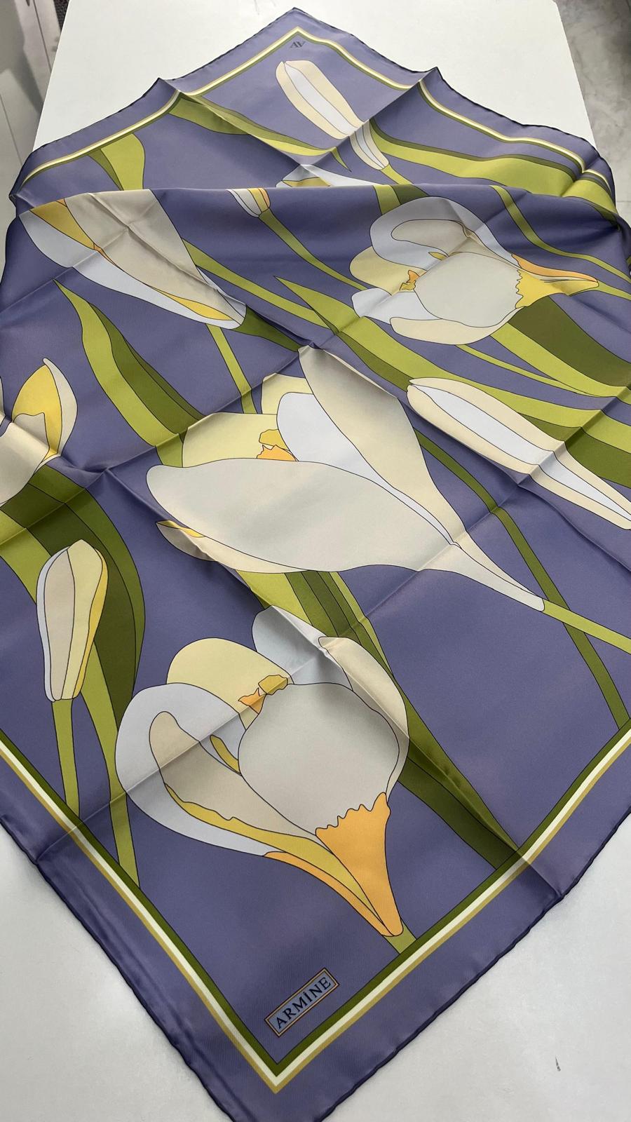 Armine 2025 Yaz Sezonu Twill İpek Eşarp Lila