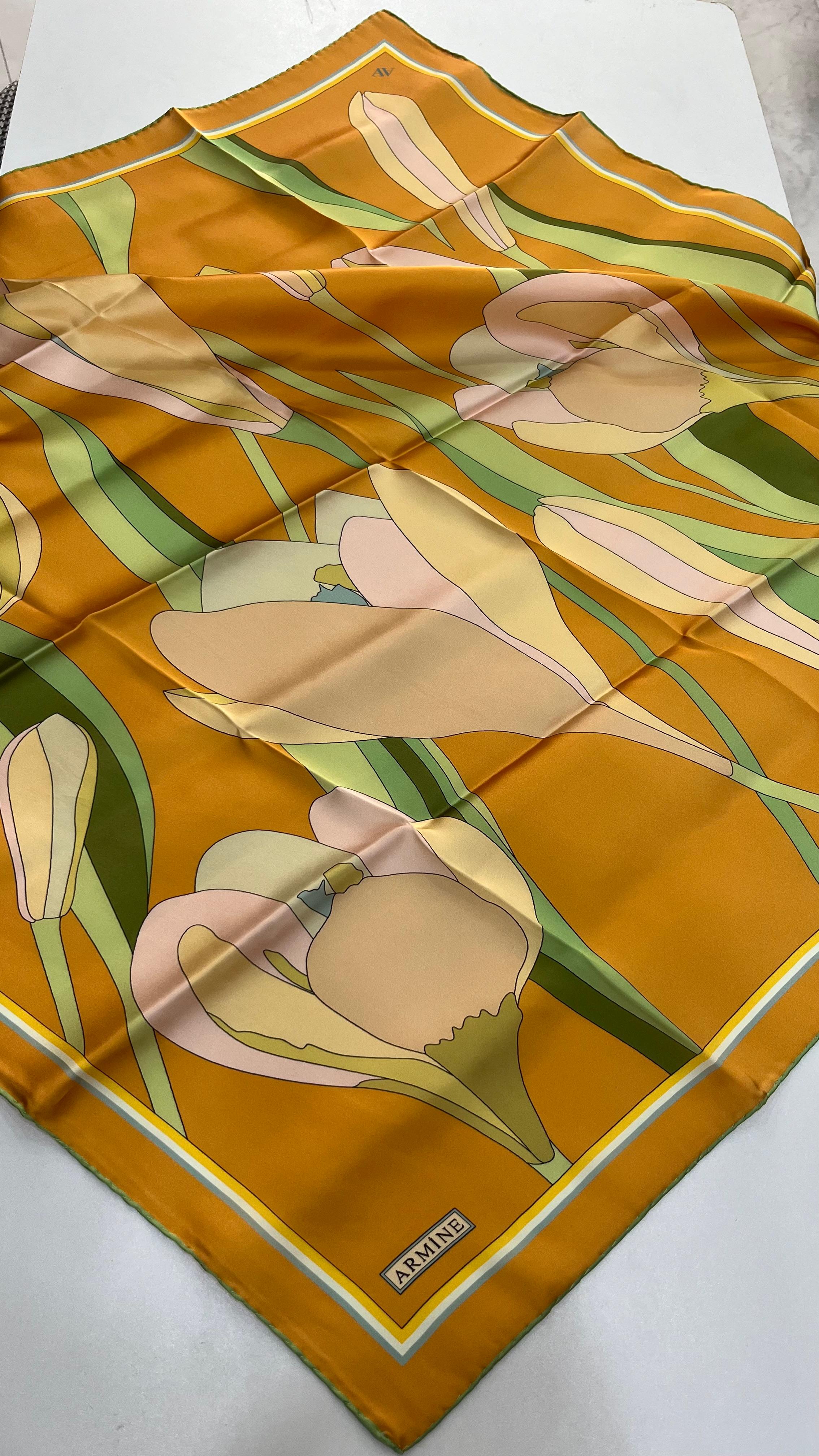 Armine 2025 Yaz Sezonu Twill İpek Eşarp Kayısı