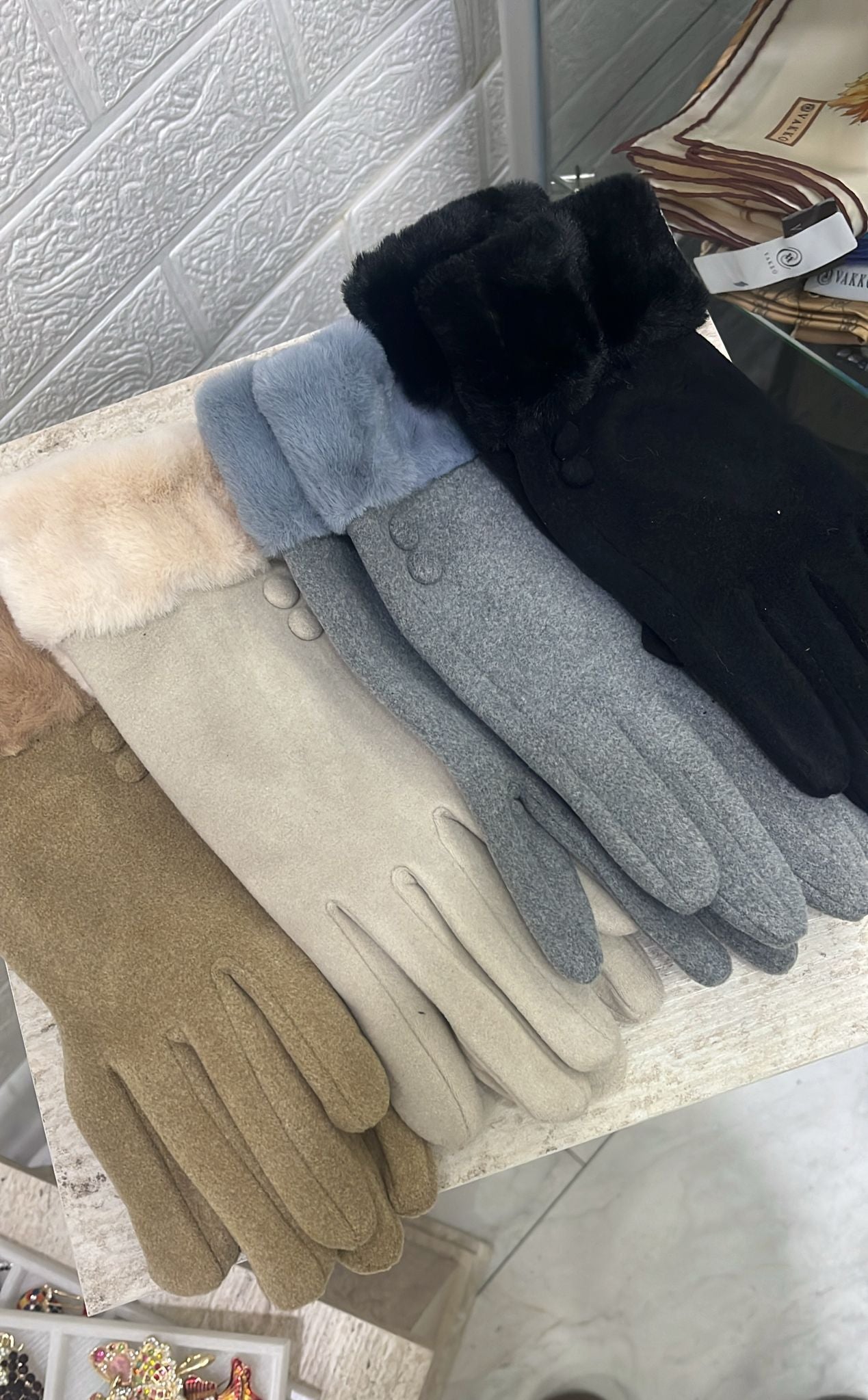 Özel Bambu Süet Doku Camel Kürklü