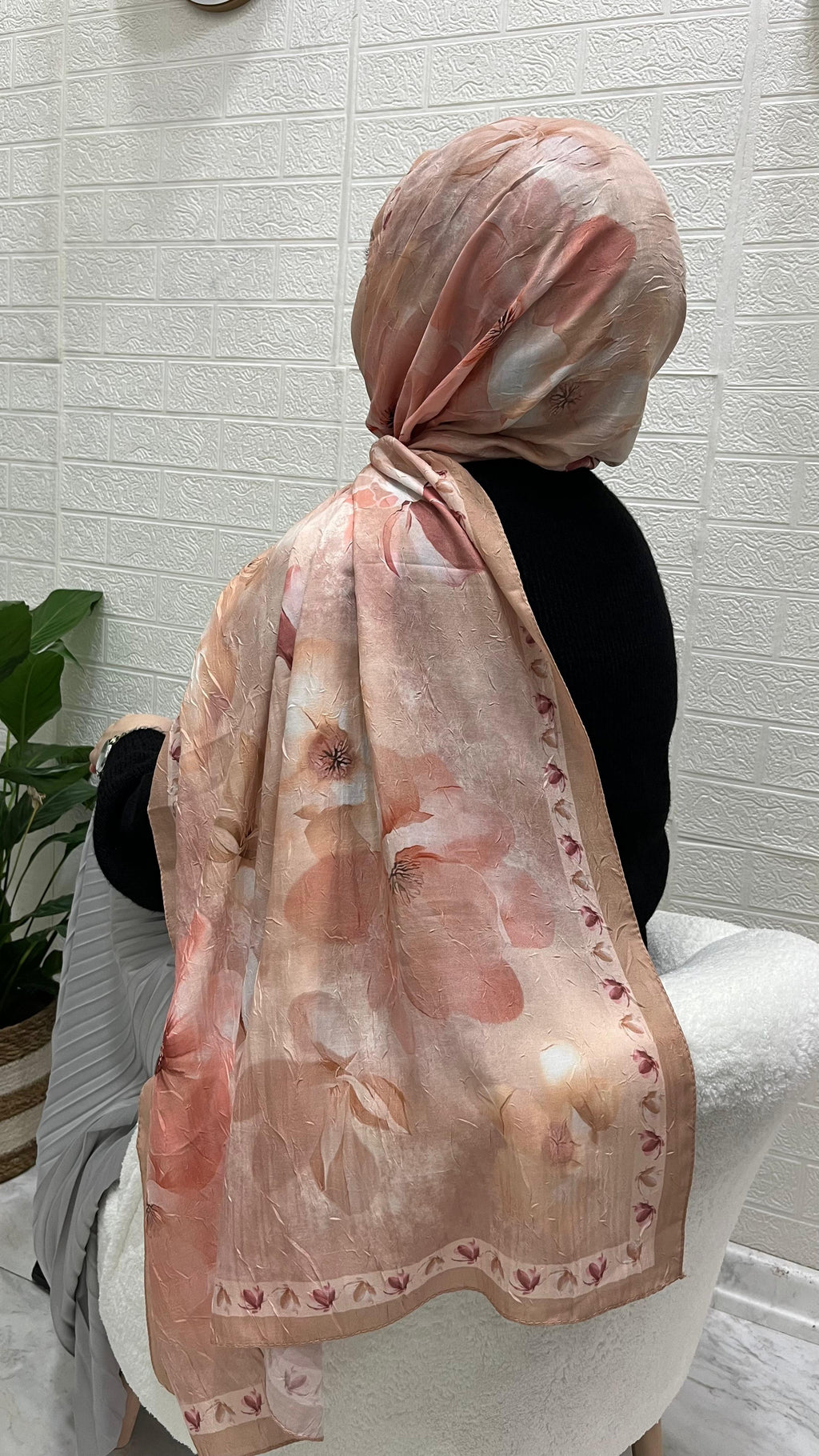 PEONY Desenli Kraş Şal Kayısı