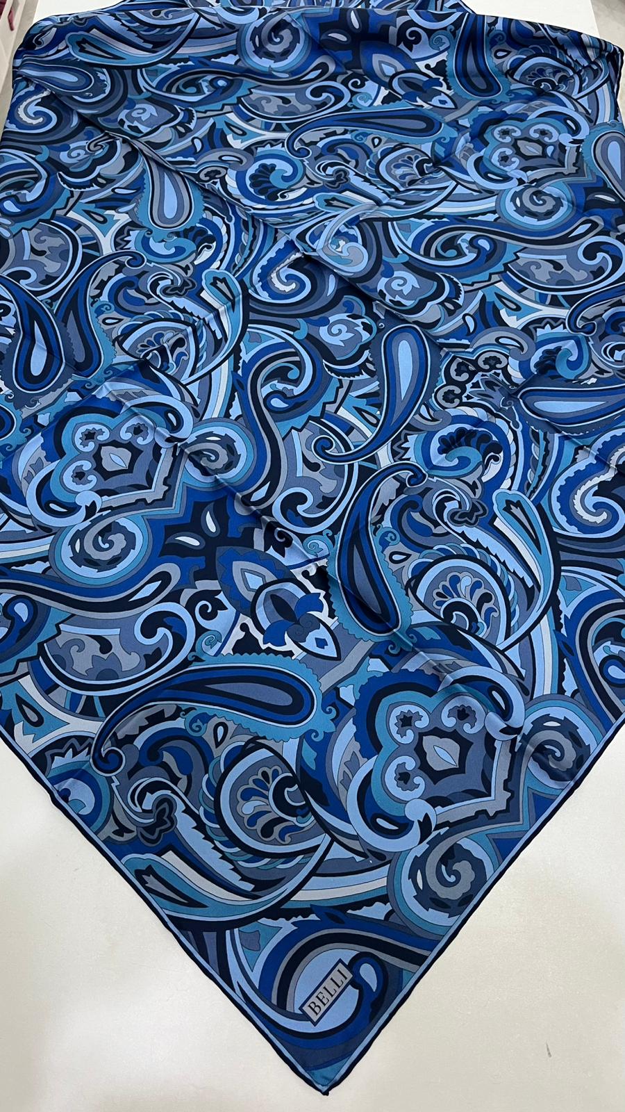 BELLI '25 Kış Twill İpek Eşarp Mavi