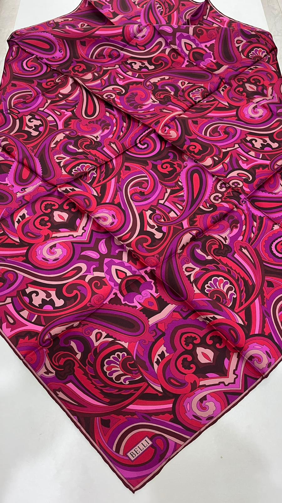 BELLI '25 Kış Twill İpek Eşarp Bordo