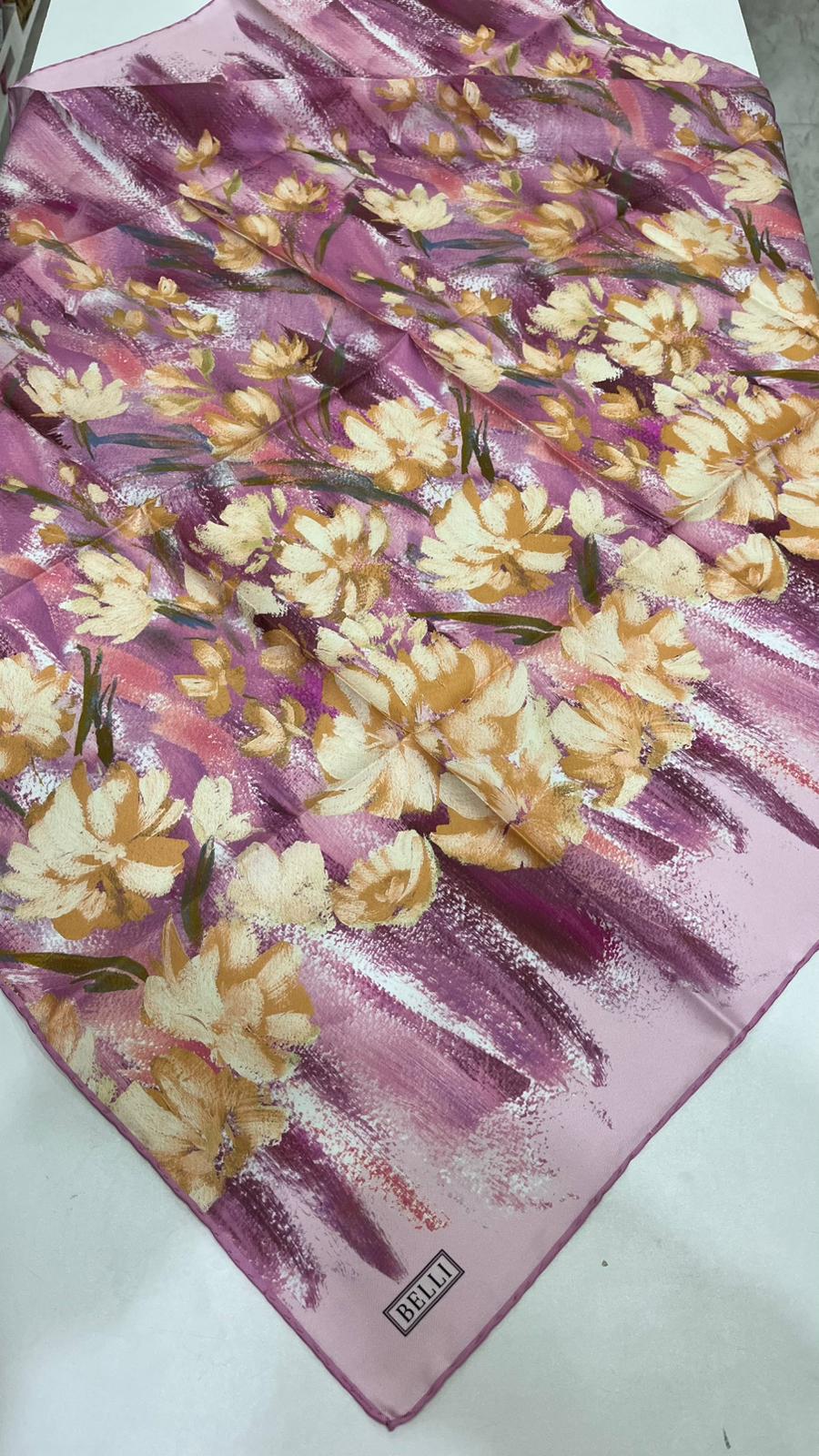 BELLI '25 Kış Twill İpek Eşarp Pembe