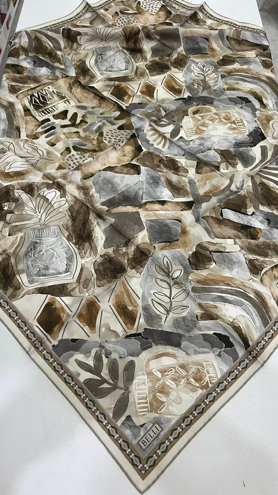 BELLI '25 Kış Twill İpek Eşarp Bej