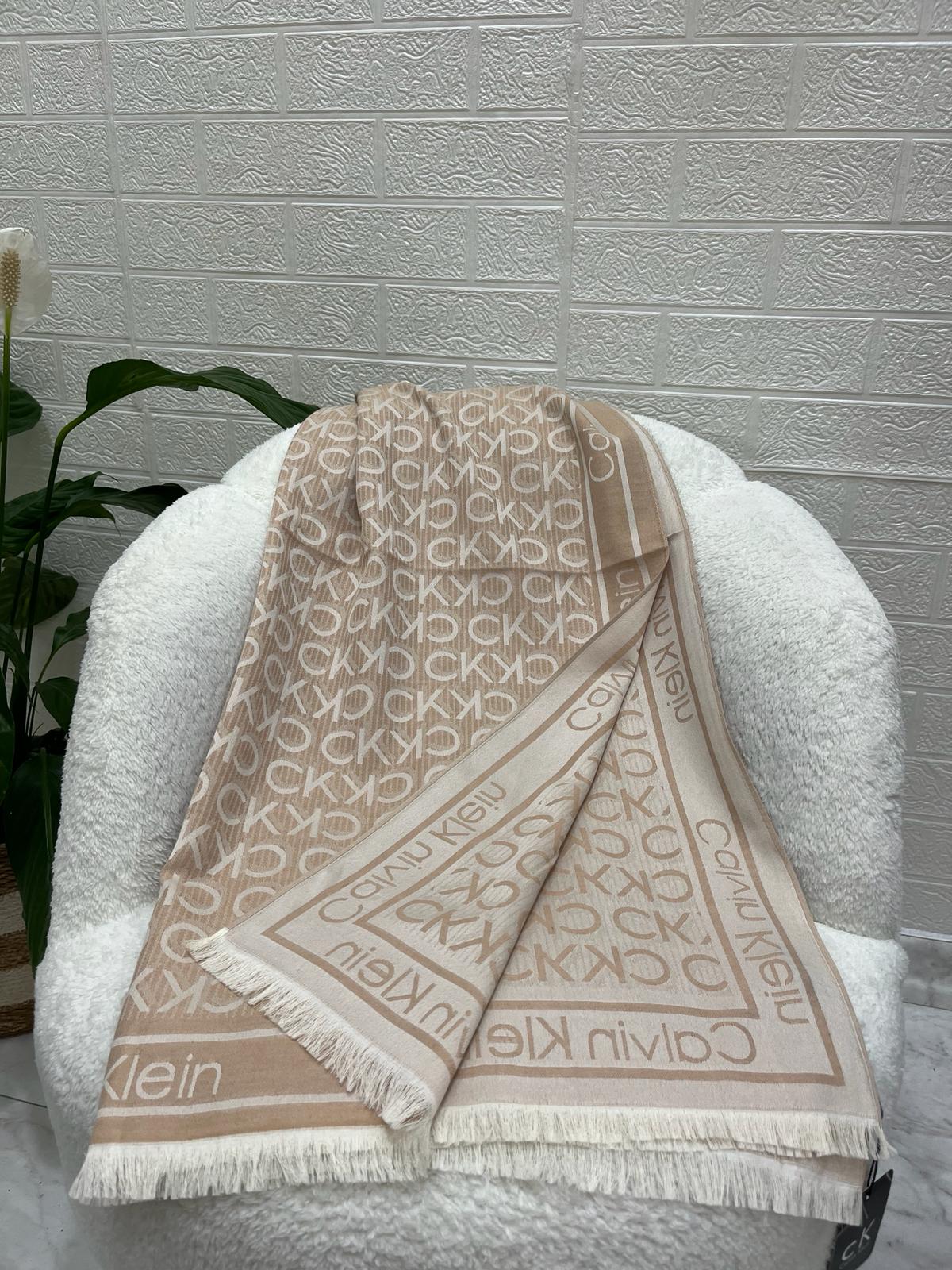 İthal Yün Pamuk CK Desen Şal Bej