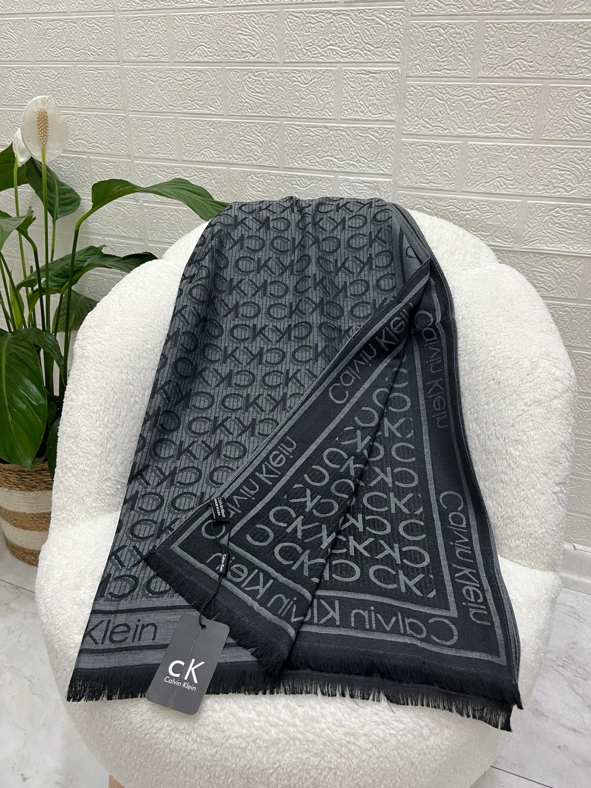 İthal Yün Pamuk CK Desen Şal Antrasit