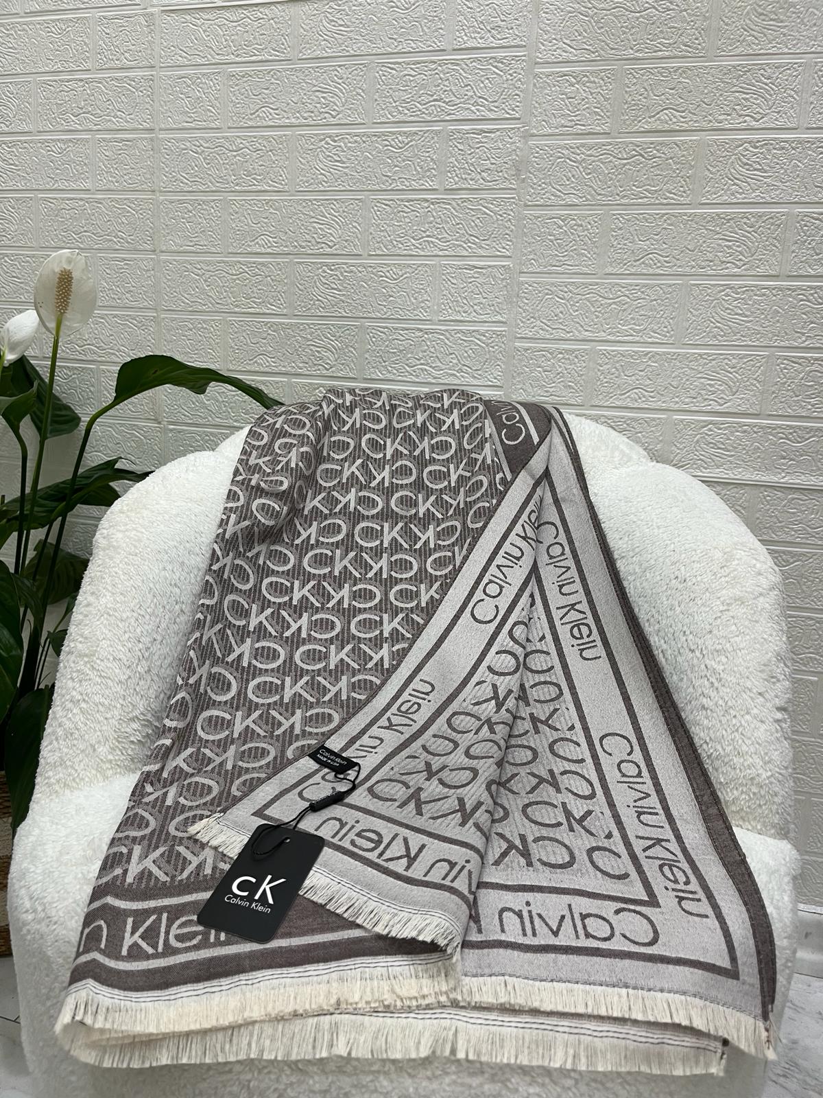 İthal Yün Pamuk CK Desen Şal Cappucino