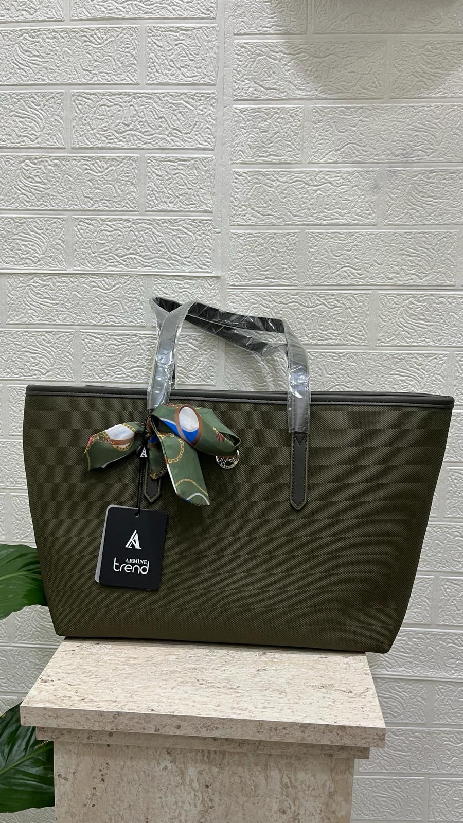 Armine Çanta Hasır Görünümlü Haki