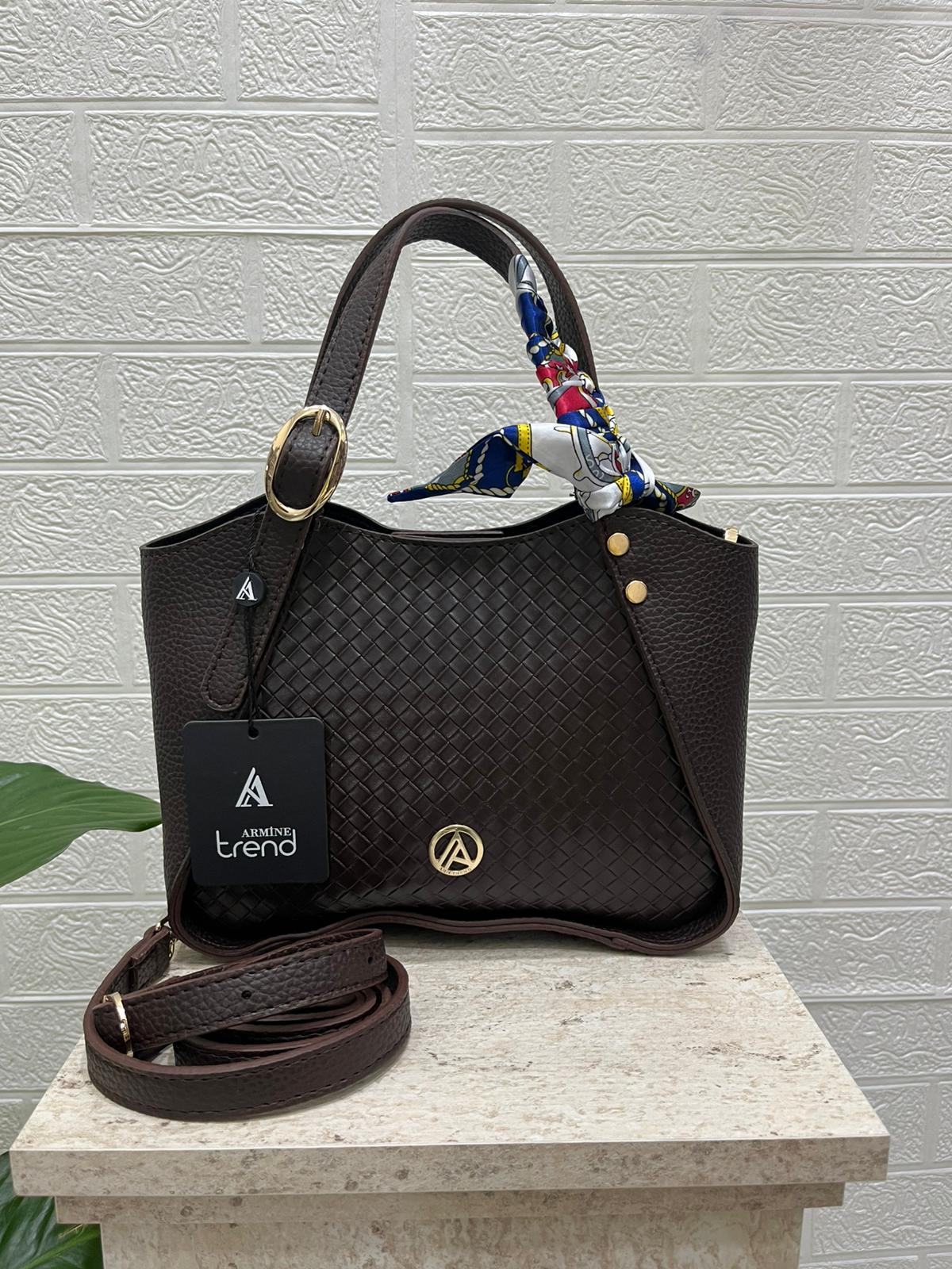 Armine Çanta Hasır Görünümlü Kahve