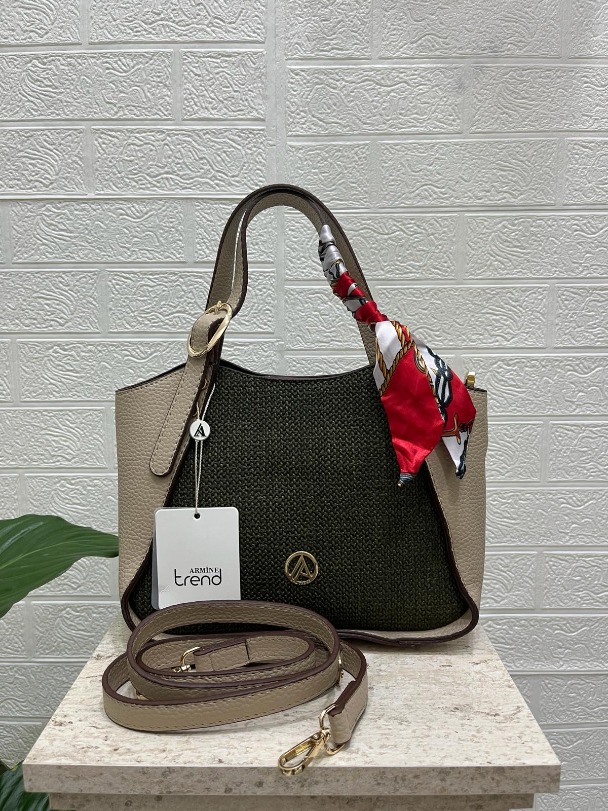 Armine Çanta Hasır Görünümlü Haki