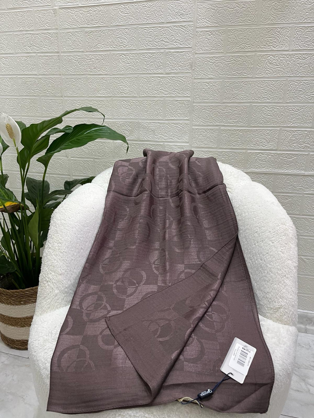 Noura Scarf Dama Şal Koyu Vizon