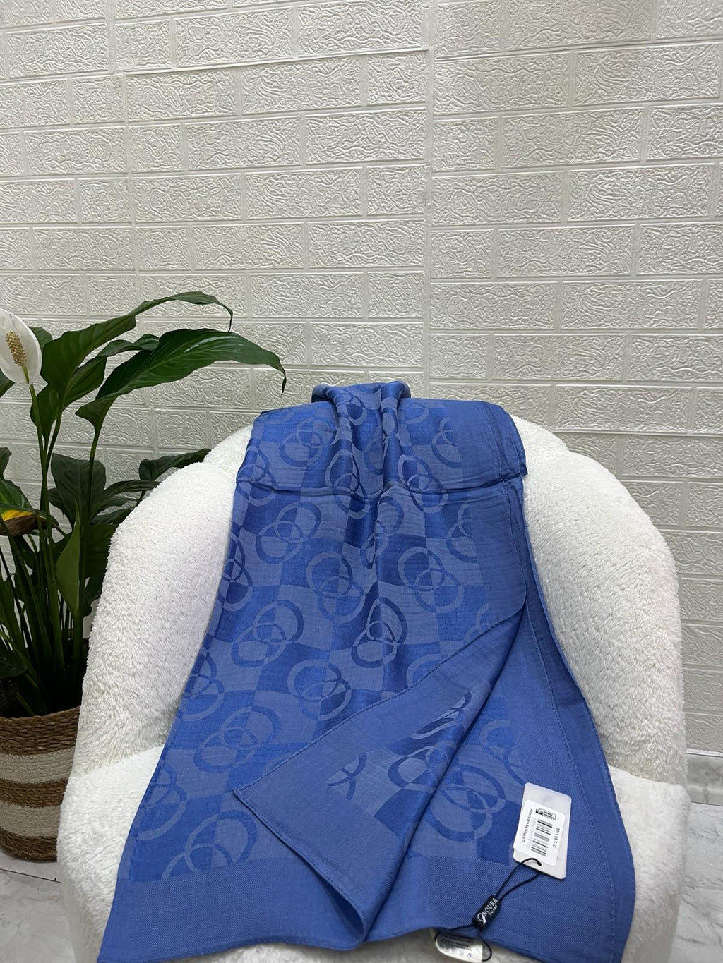 Noura Scarf Dama Şal İndigo