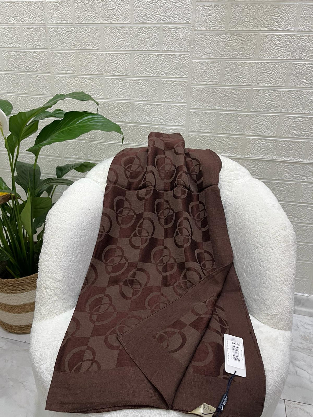 Noura Scarf Dama Şal Acı Kahve