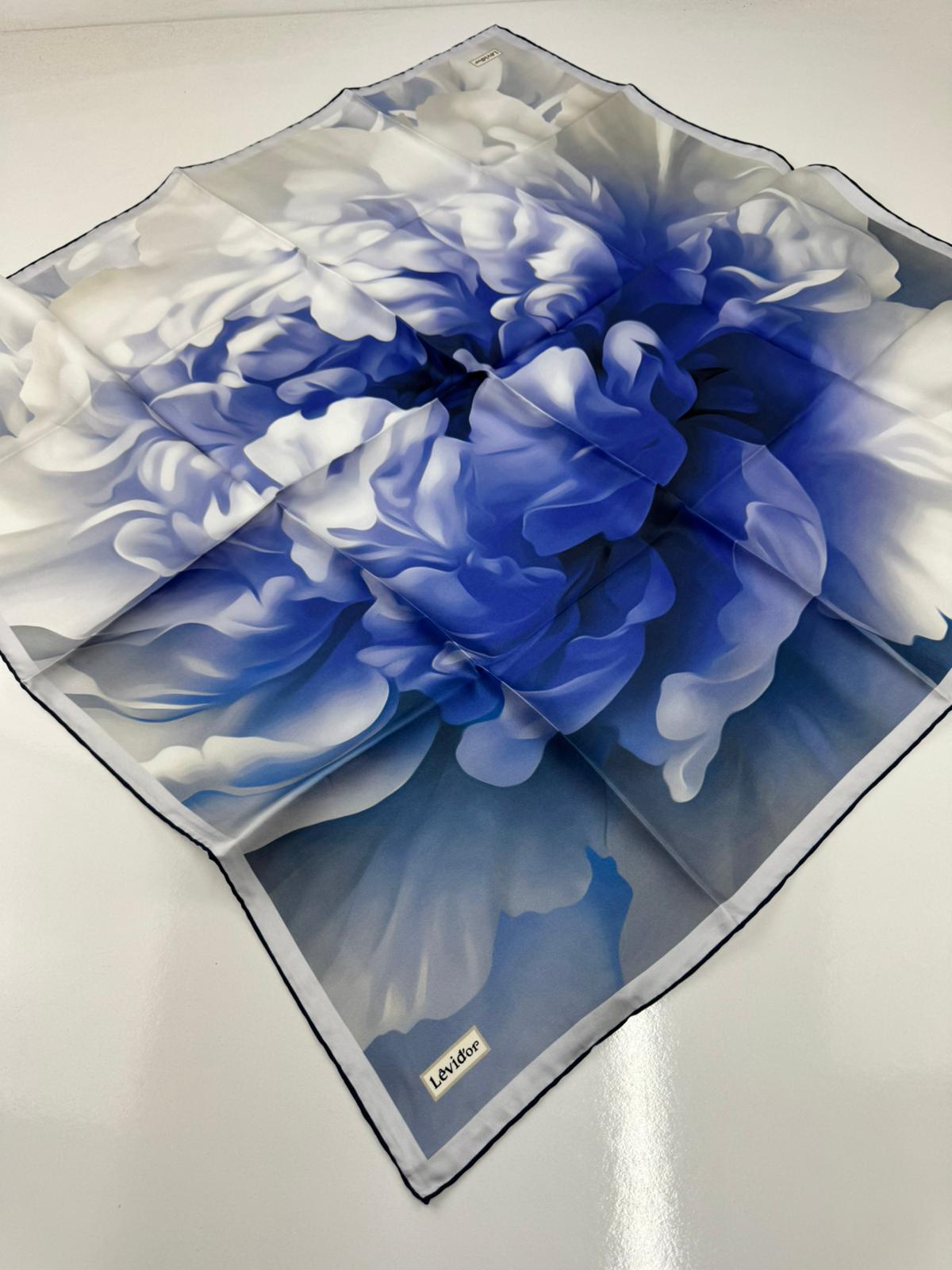 Levidor Twill İpek Eşarp Çiçek Saks
