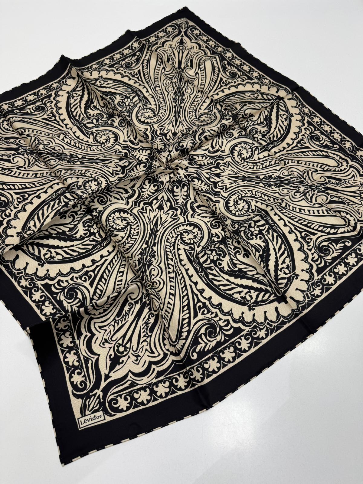 Levidor Twill İpek Eşarp Etro Siyah-Bej