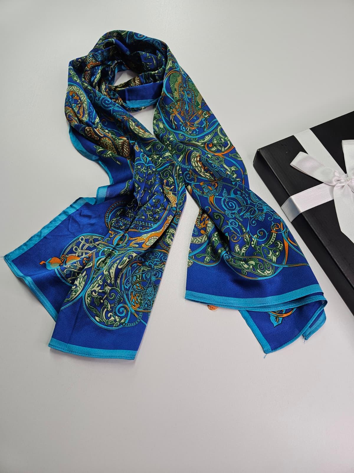 Etro Desen Vual İpek Şal Saks